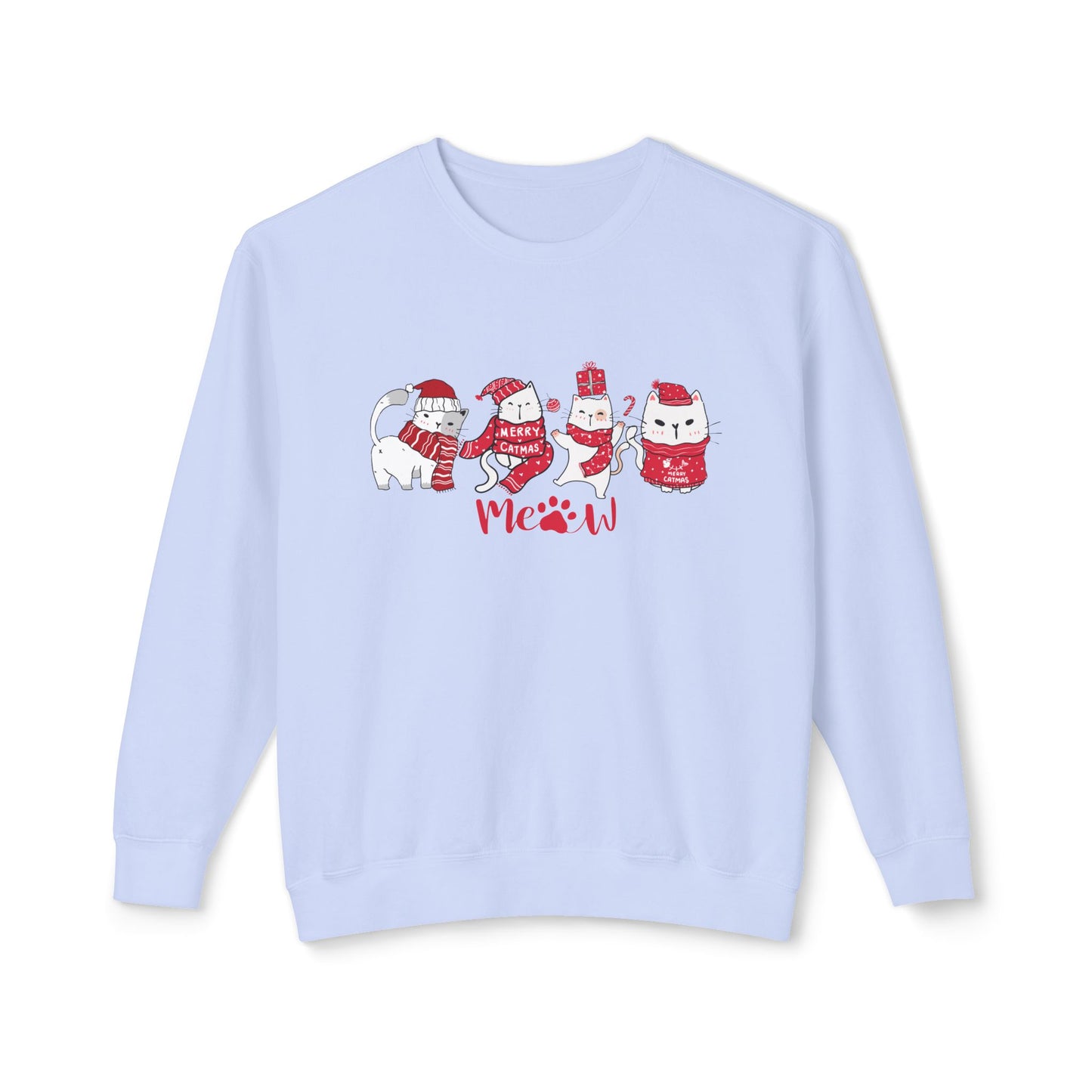 Cats, Merry Christmas - Unisex Lightweight Crewneck Sweatshirt - 10046