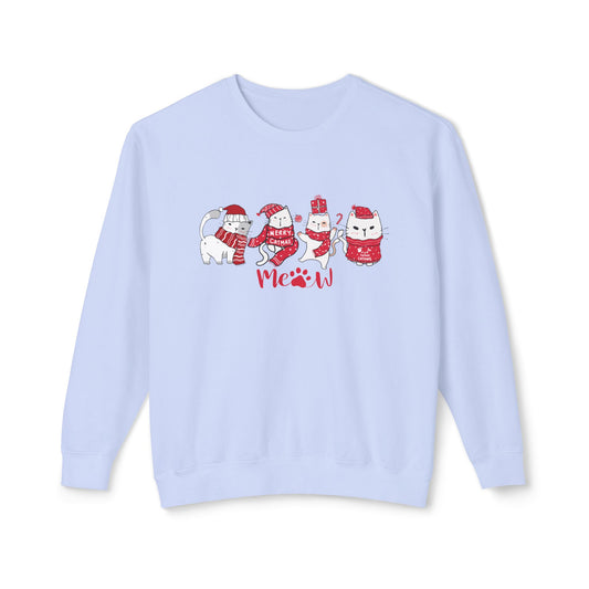 Cats, Merry Christmas - Unisex Lightweight Crewneck Sweatshirt - 10046