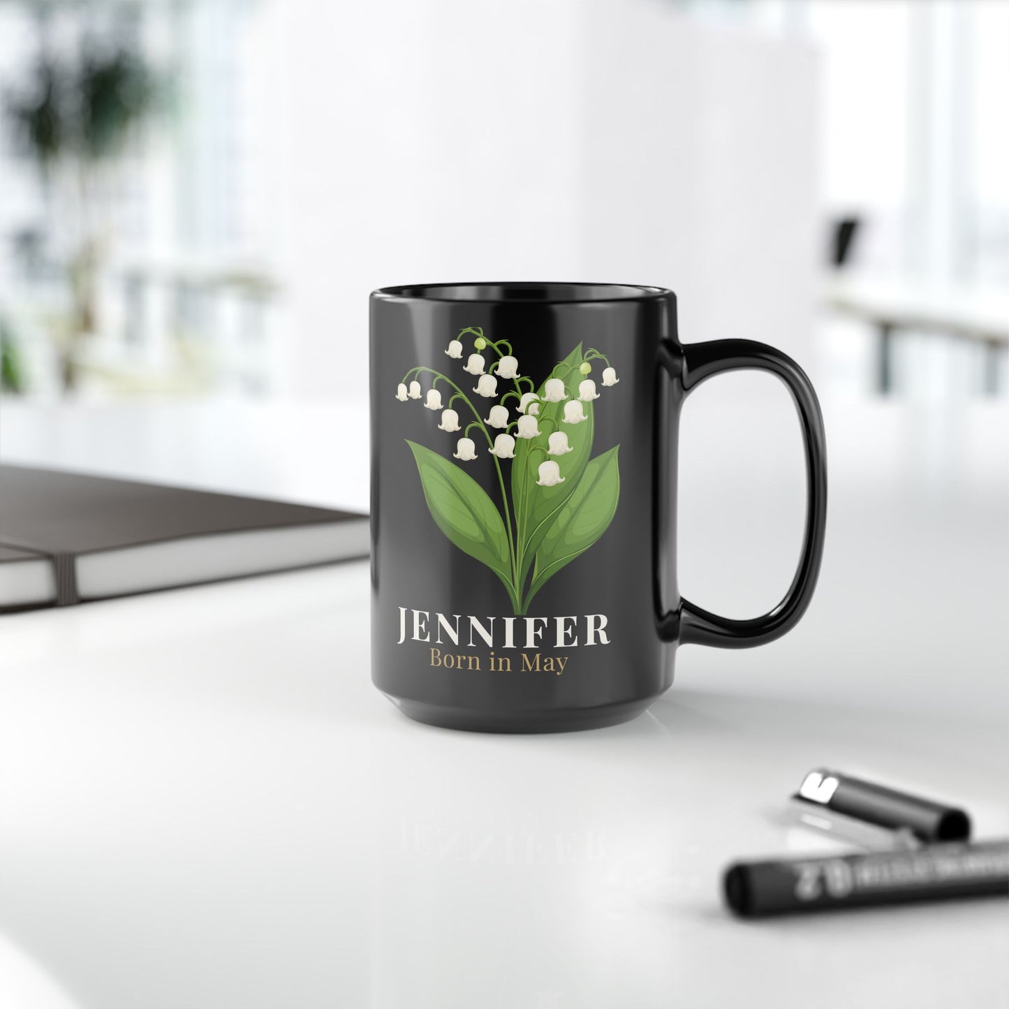 Jennifer Born in May Lily of the Valley Mug | Personalized Custom Name Mug -  14896
