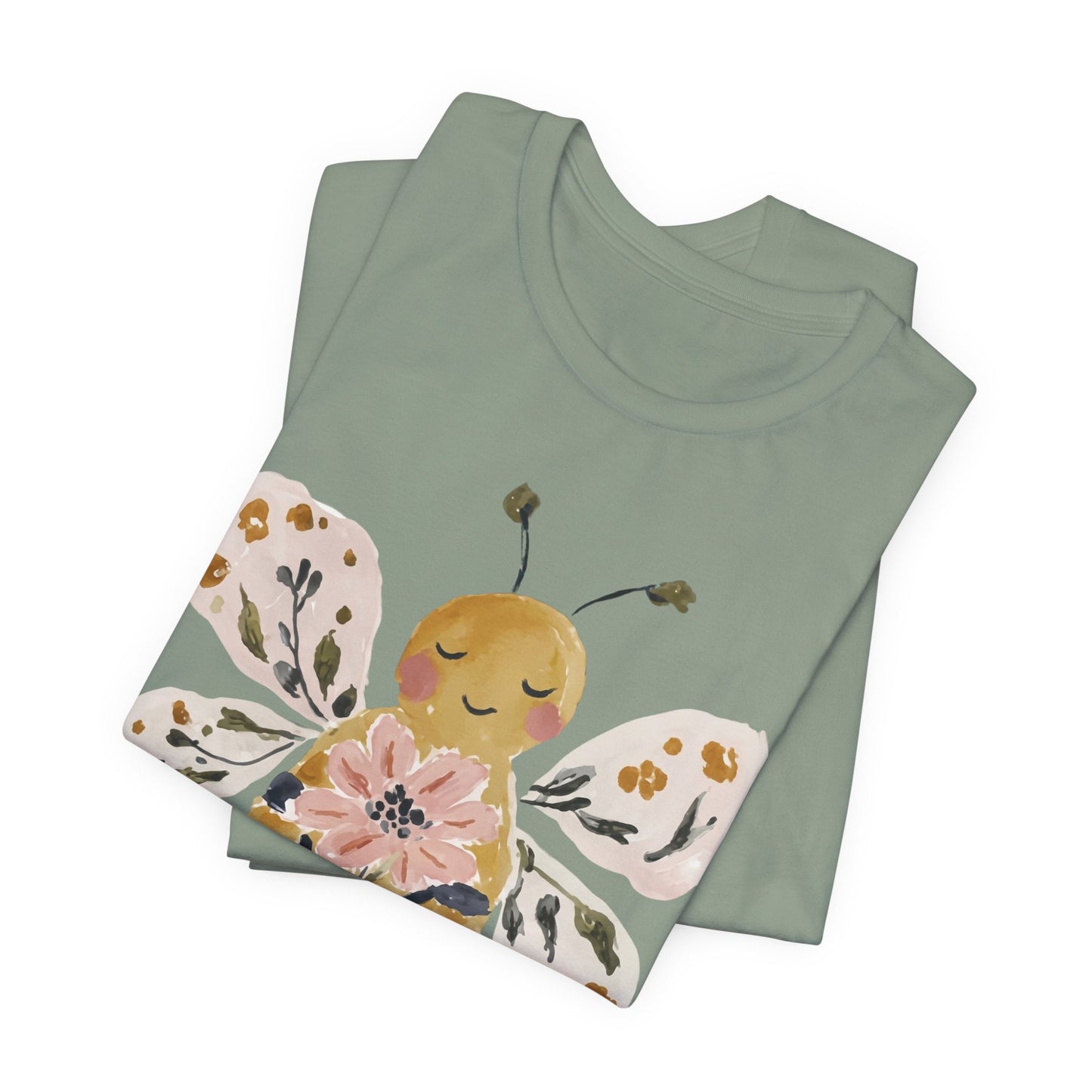 Busy Blooming Bee T-Shirt, Cute Watercolor Floral Bee Tee - 14960