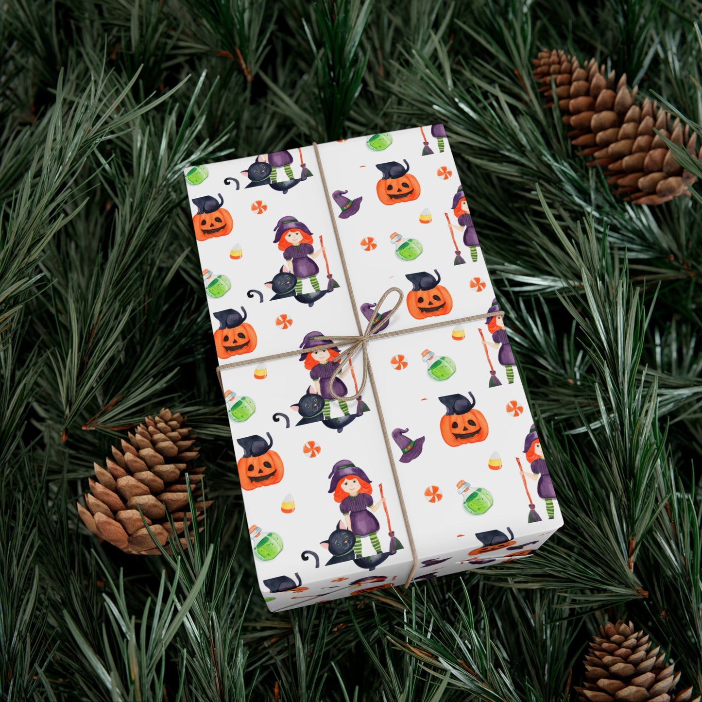 Halloween Girl with a Black Cat - Gift Wrap Papers