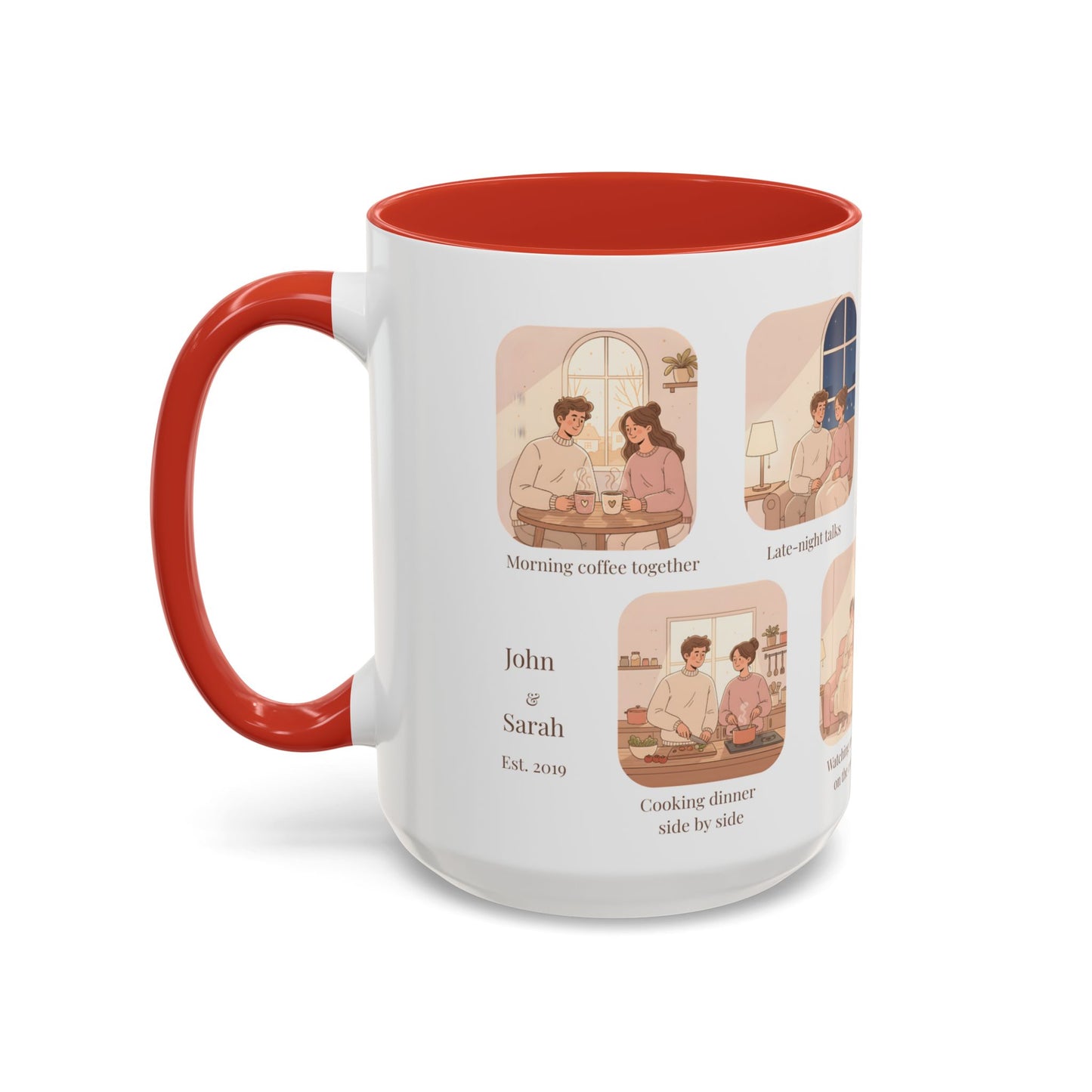 Our Favorite Things to Do Valentine’s Mug – Cozy Couples Illustrated Accent Coffee Mug - 14701