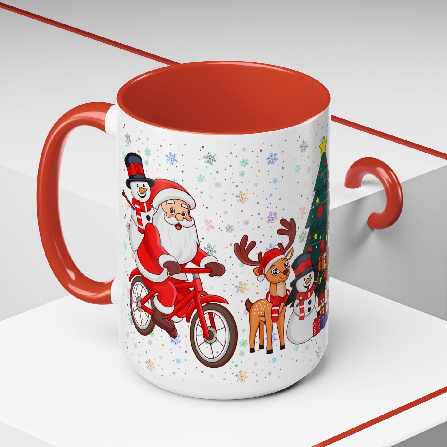 Christmas Party, Santa, Snowman & Reindeer - Accent Coffee Mug (11, 15oz) - 10429