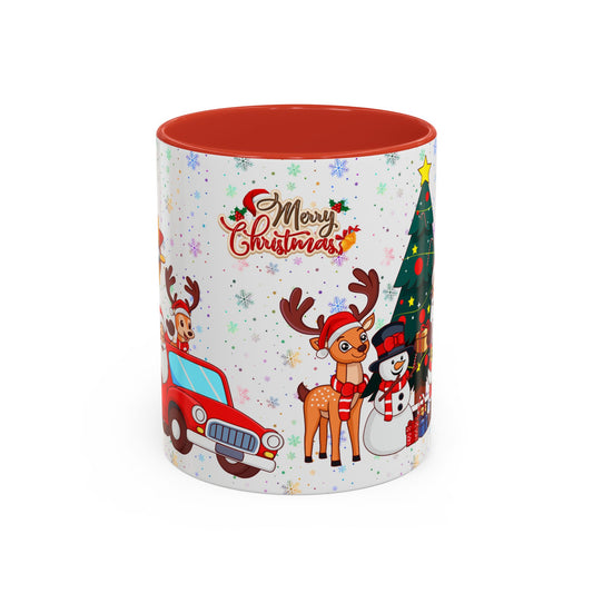 Christmas Party, Santa, Snowman, Reindeer - Accent Coffee Mug (11, 15oz) - 10426