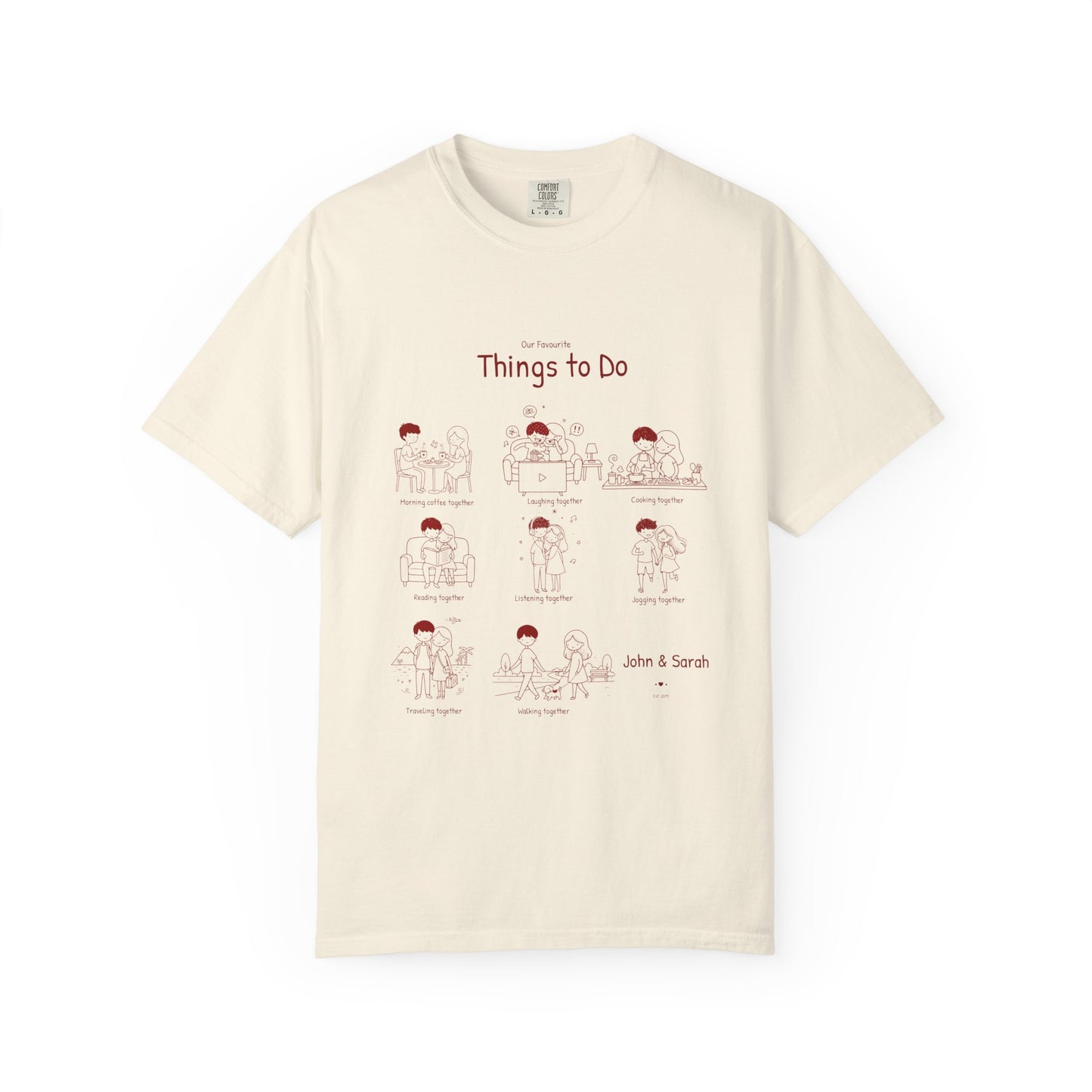 Our Favourite Things to Do Together – Personalised Valentine’s Illustration T-Shirt Gift - 14724