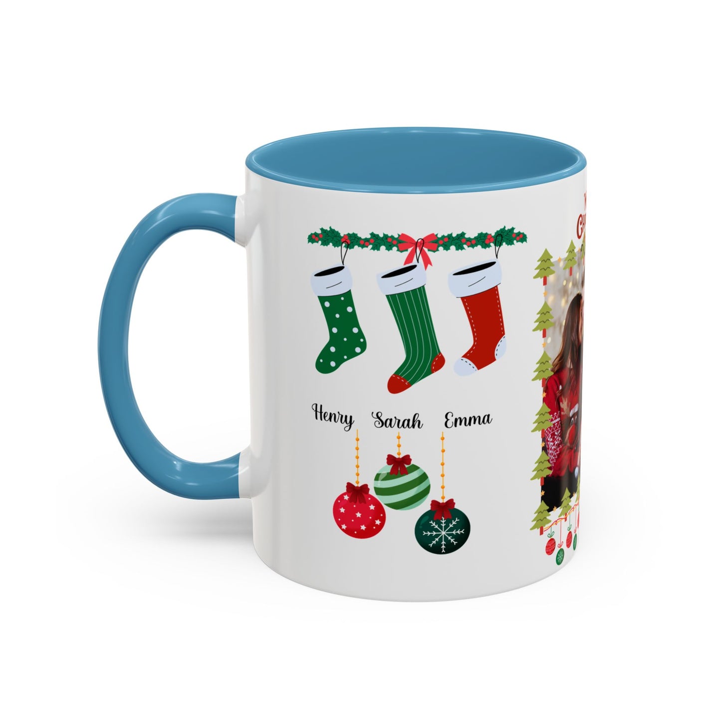 Christmas, Family Photo, Customizable, Accent Coffee Mug (11, 15oz)