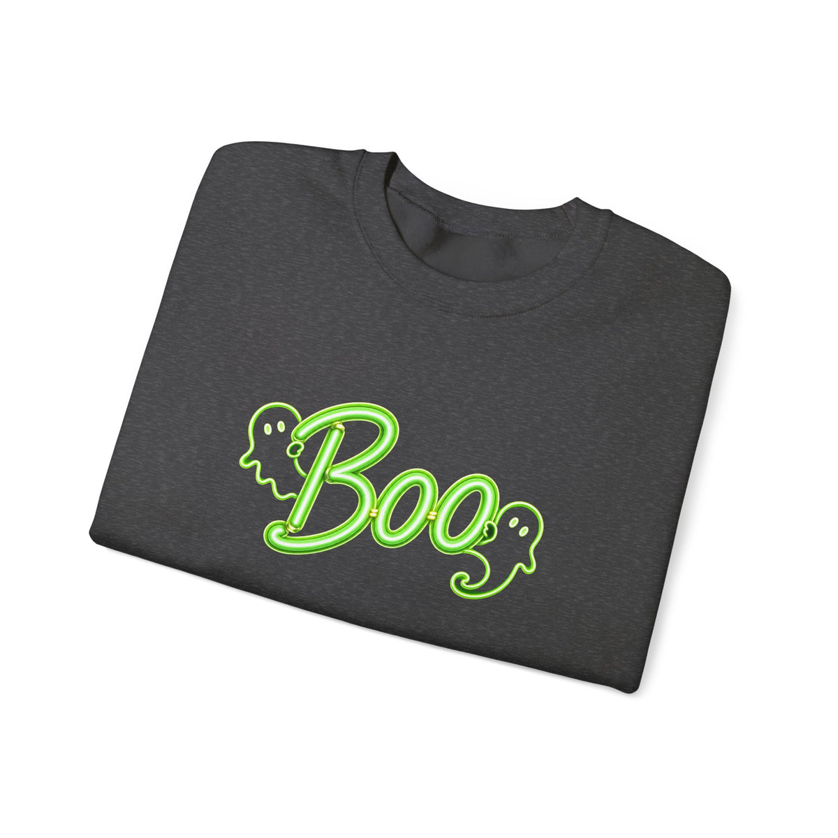 Neon Boo Halloween Sweatshirt, Cute Ghost Crewneck - 14517