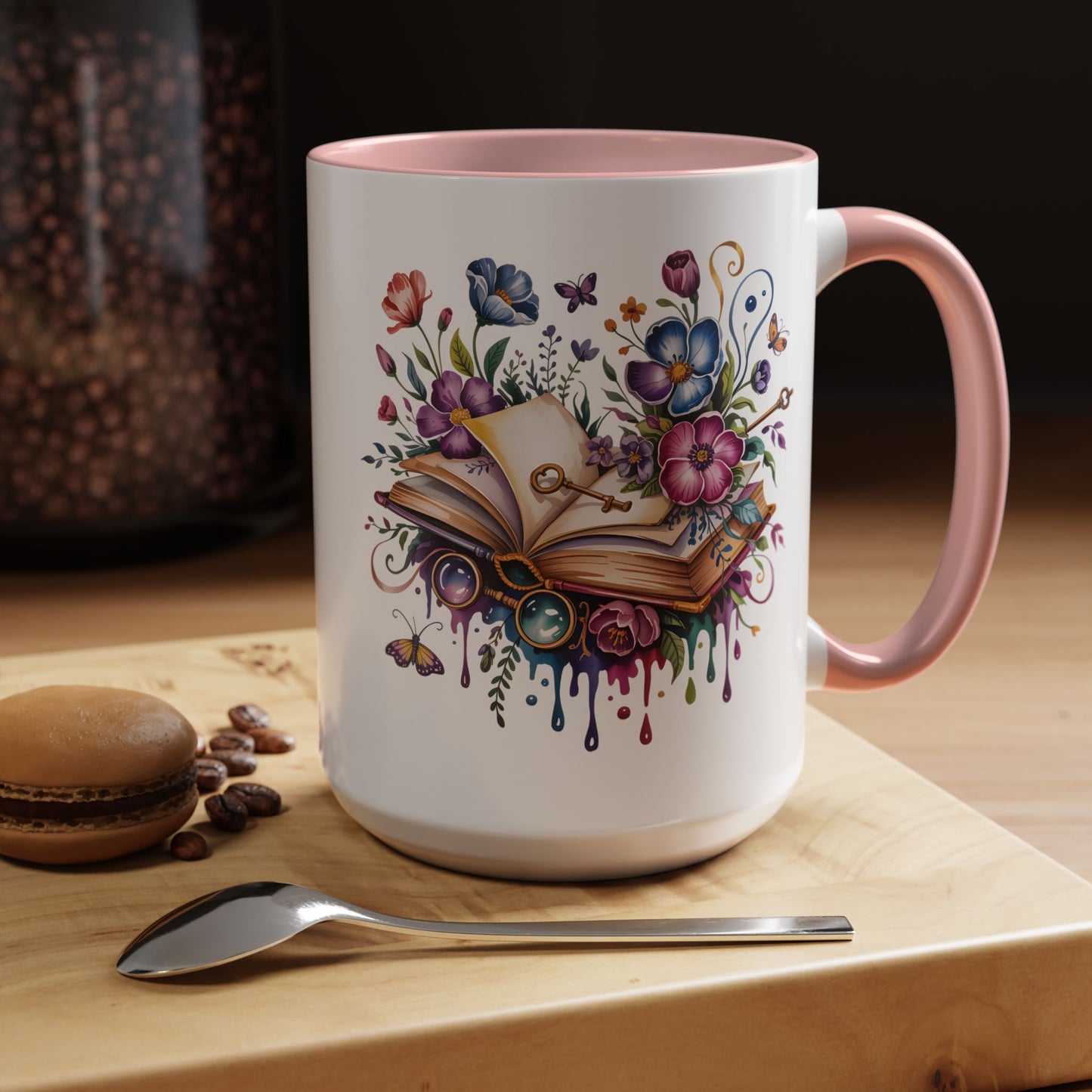 Floral Storybook Coffee Mug – Open Book with Flowers, Book Lover Gift (11oz / 15oz) - 14829