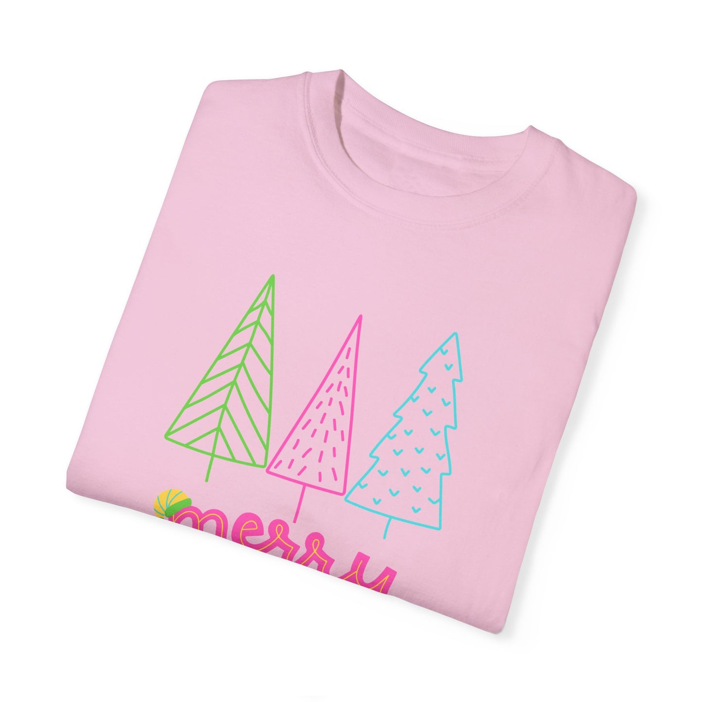 Trees, Merry Christmas - Unisex Garment-Dyed T-shirt - 10535