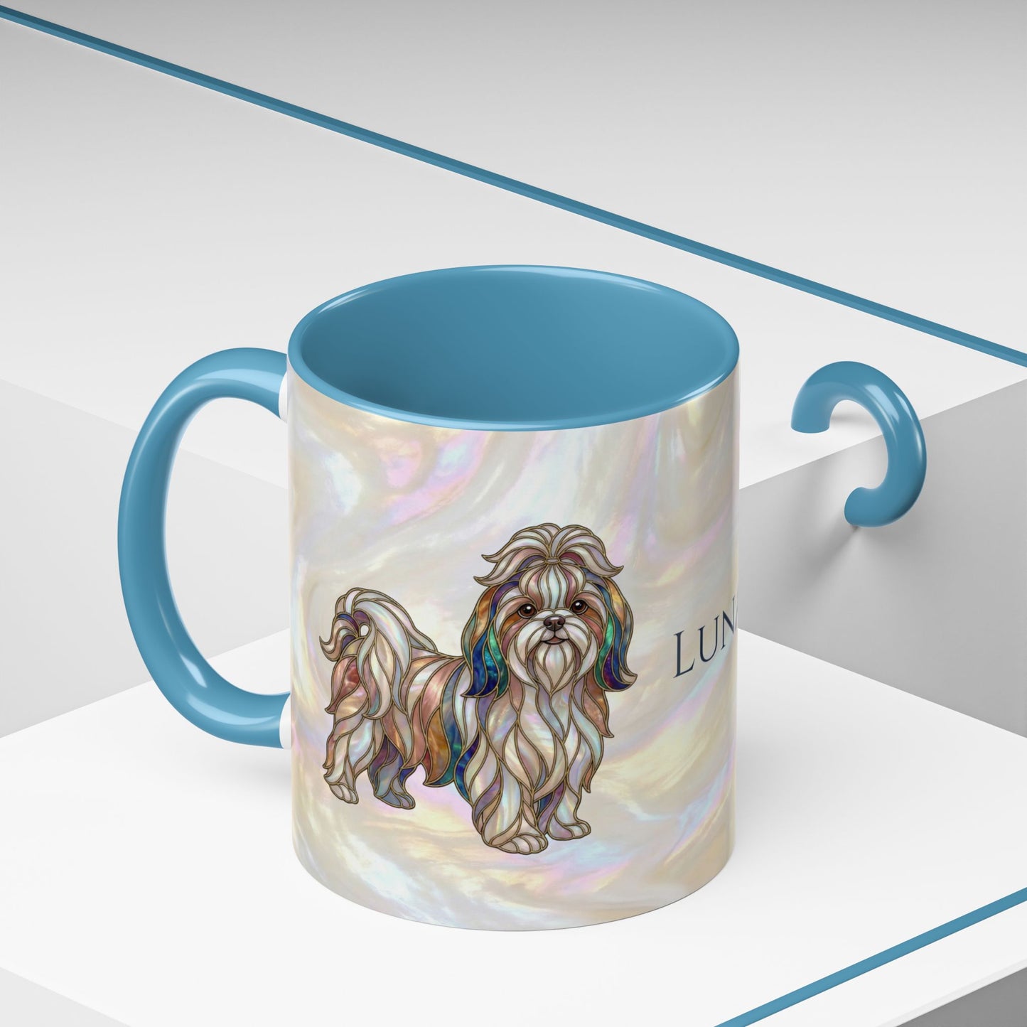 Shih Tzu Accent Coffee Mug – Stained Glass Design 11/15oz - 14647