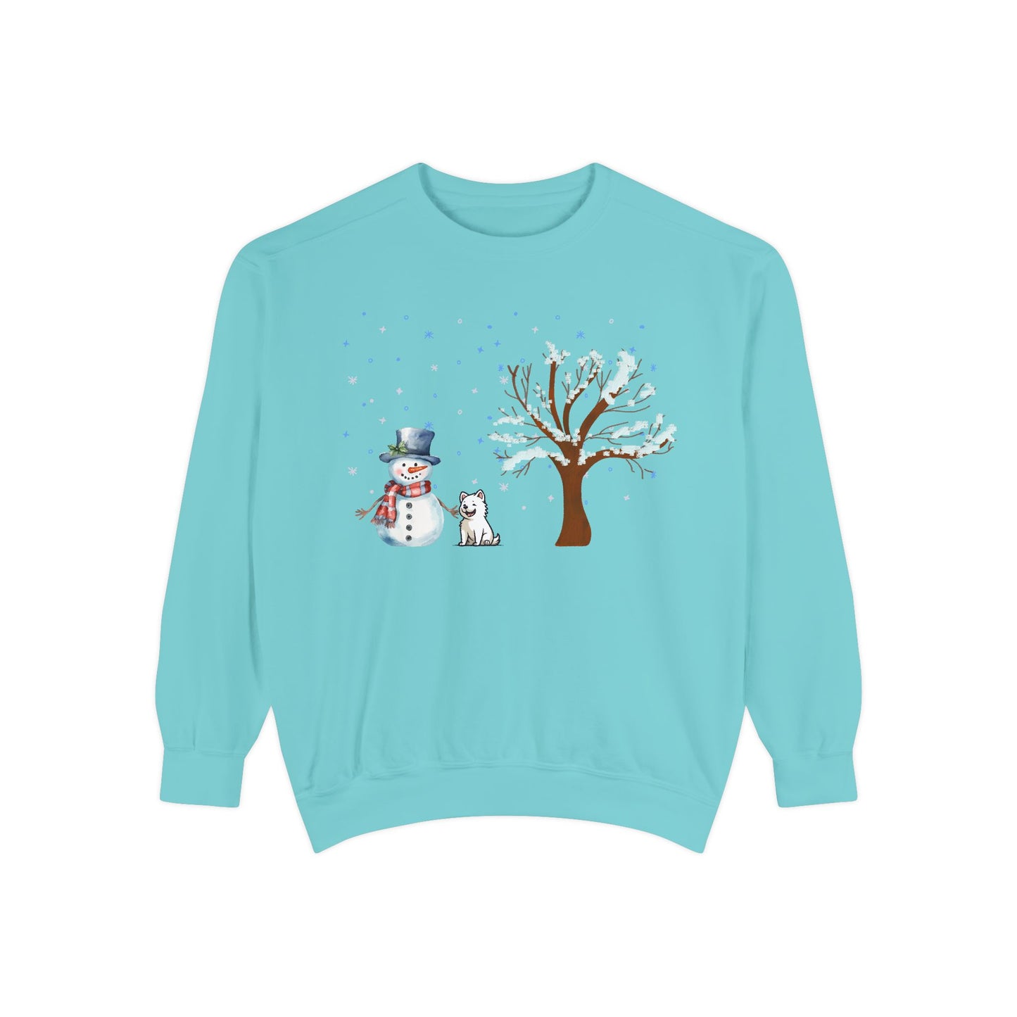 Snowman With A Puppy - Unisex Garment-Dyed Sweatshirt