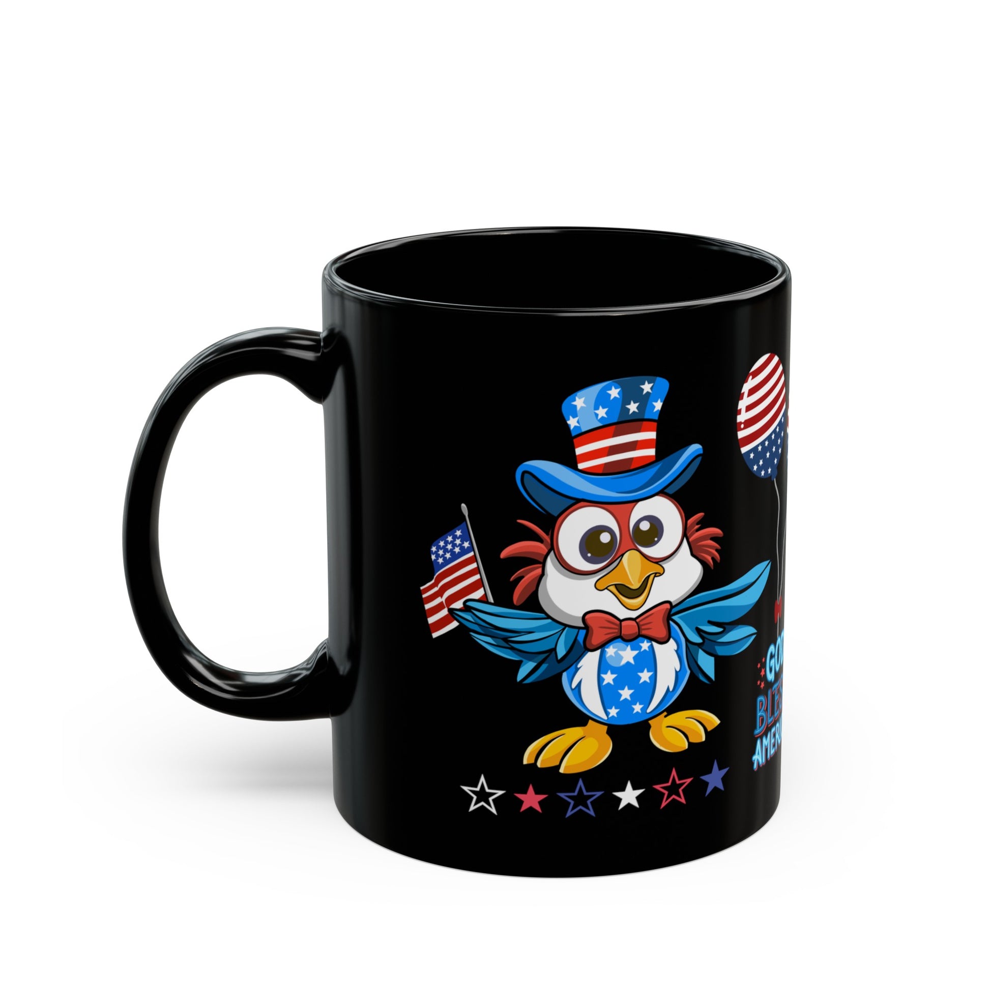 July 4, Patriotic Eagle - Black Mug (11oz, 15oz)