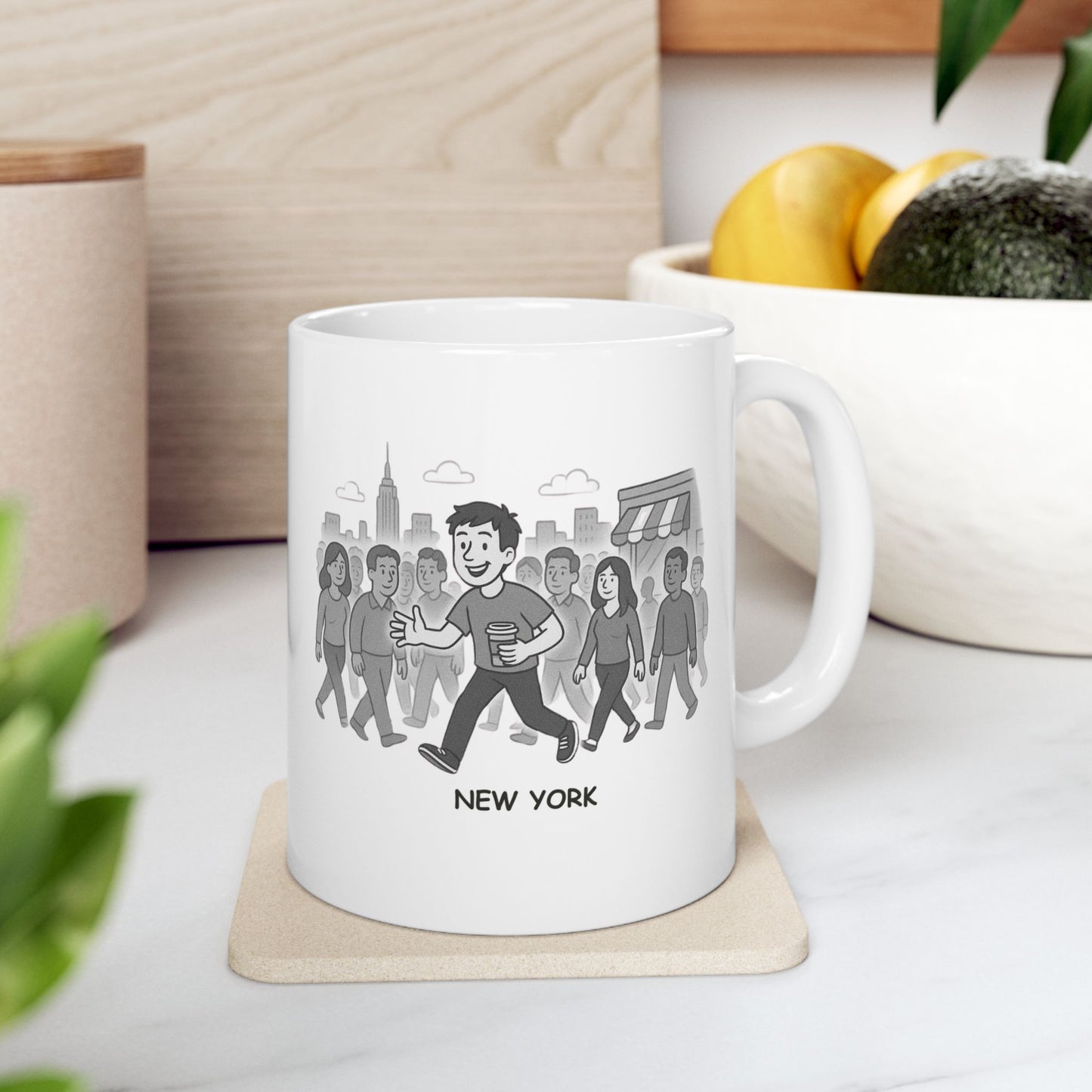 "New York: Where every day is an adventure in dodging crowds and finding a great coffee shop." Ceramic Mug - (11oz, 15oz) - 12863