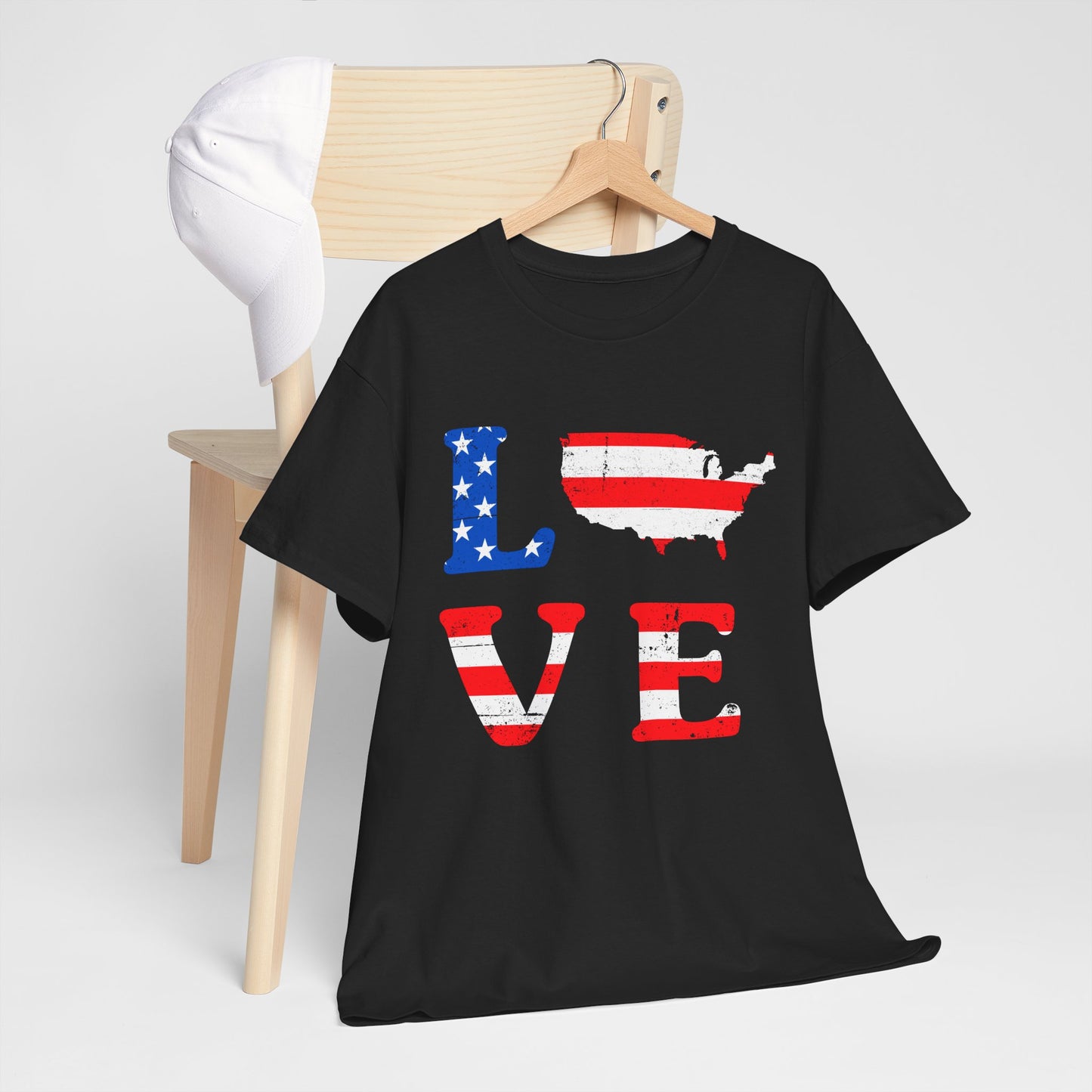 Patriotic Love Tee | Unisex Heavy Cotton T-Shirt, USA Love Shirt, 4th of July Gift, Casual Wear, Independence Day Apparel - 13696