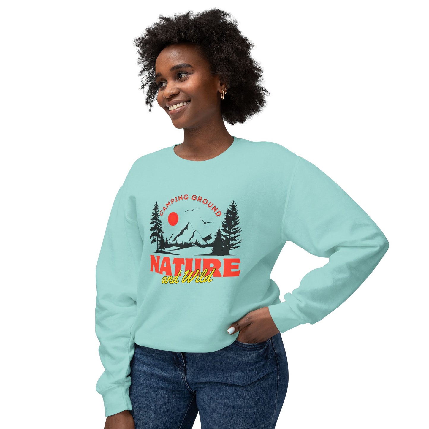 Camping Ground, Nature & Wild - Unisex Lightweight Crewneck Sweatshirt - 10743