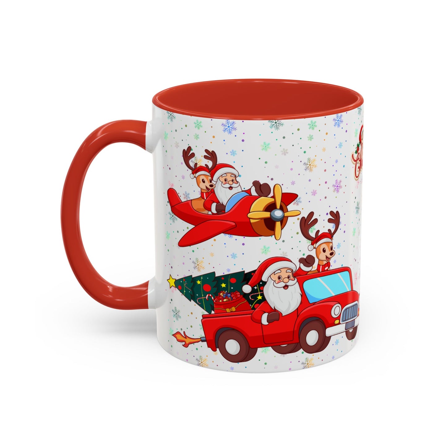 Christmas Party, Santa, Snowman, Reindeer - Accent Coffee Mug (11, 15oz) - 10426