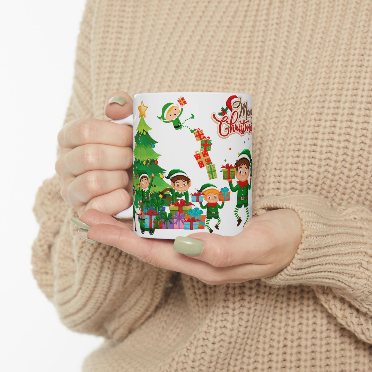 Little Elves with Christmas Gifts - Ceramic Mug, (11oz, 15oz) - 10293