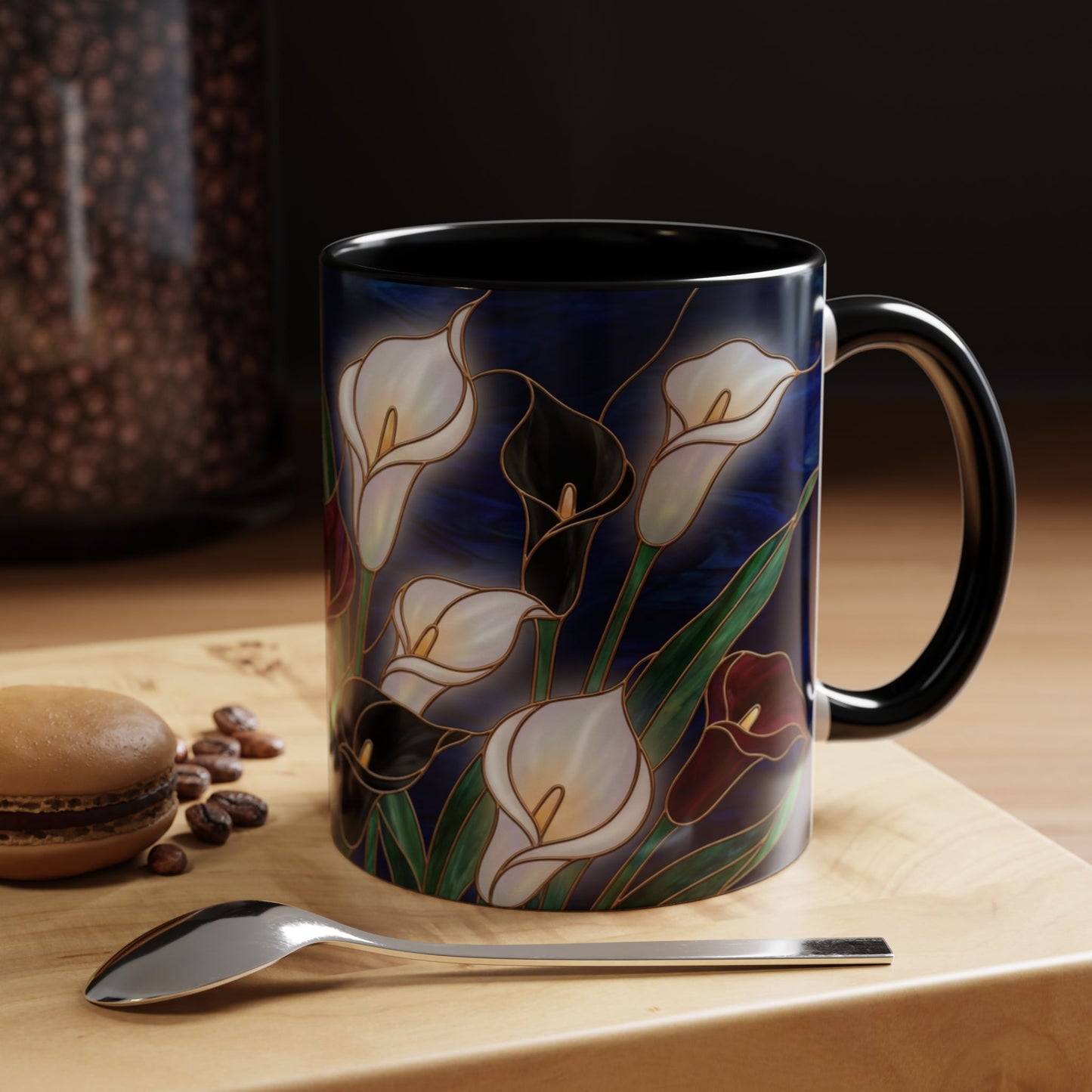 Calla Lily Floral Coffee Mug — Stained Glass Design (11/15oz) - 14557