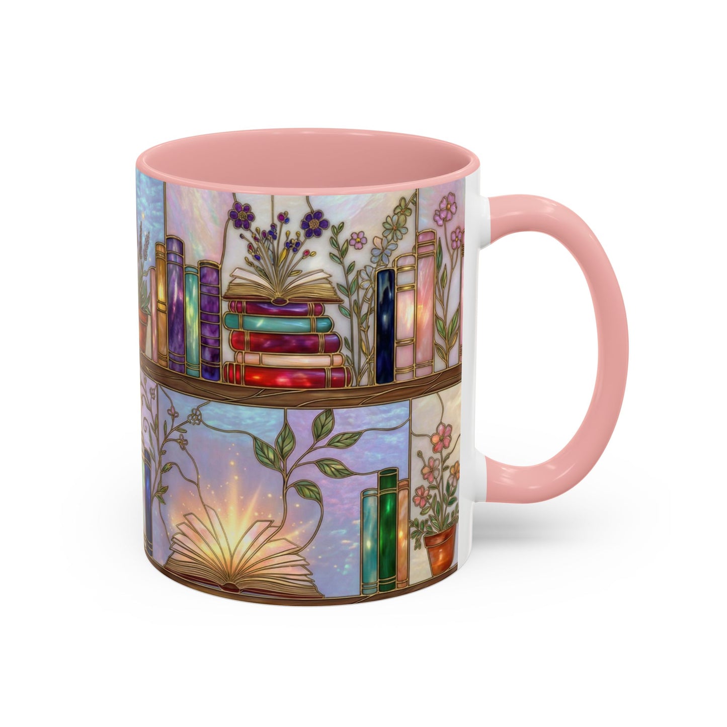 Magic Book Shelf Accent Coffee Mug — Stained Glass Design (11/15 oz) - 14529