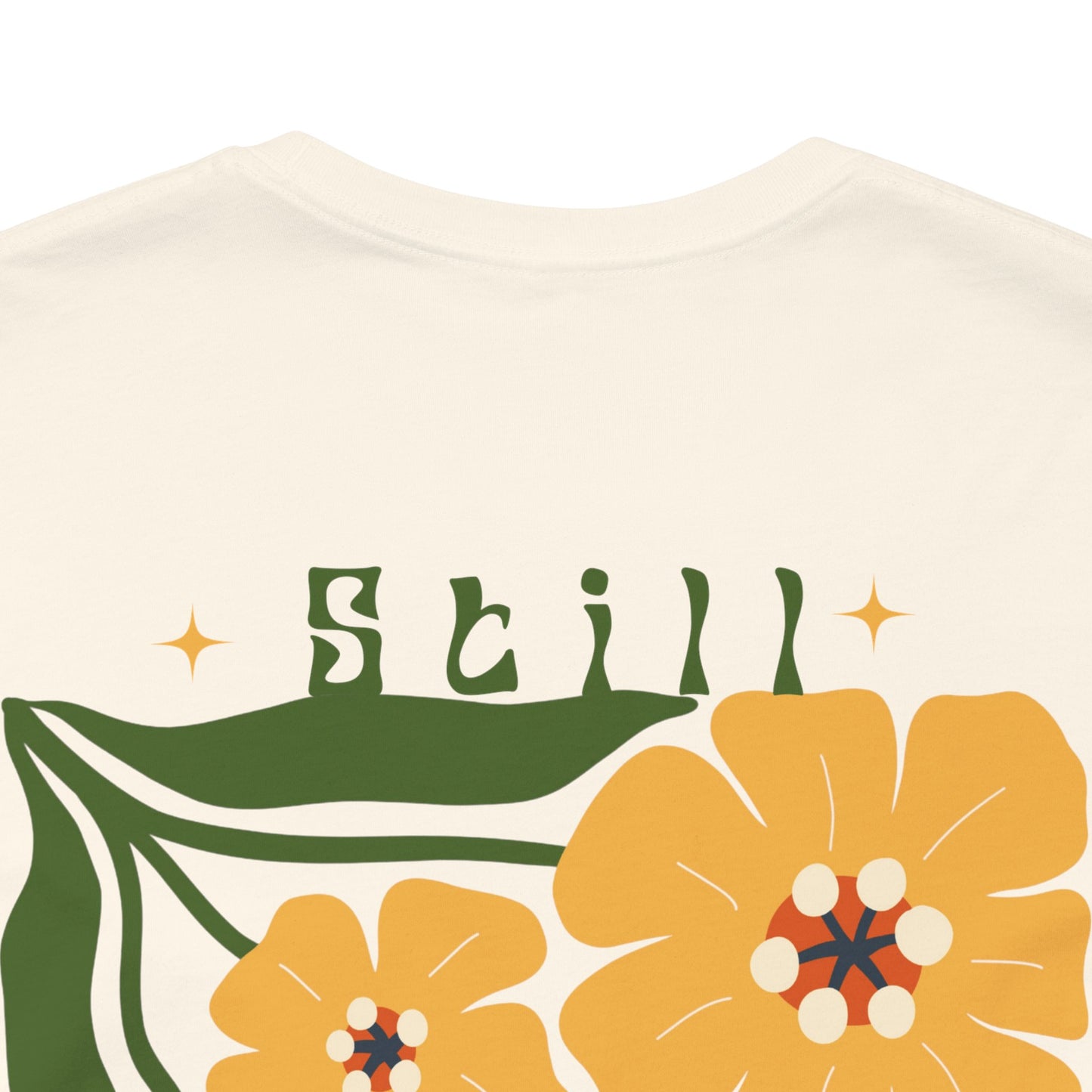 Still Blooming Floral T-Shirt, Retro Yellow Flower Graphic Tee  - 14957
