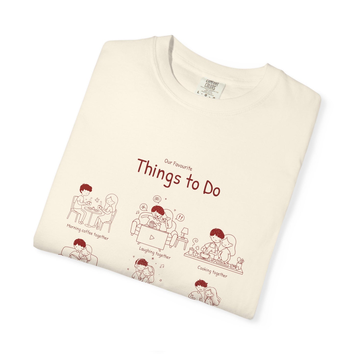 Our Favourite Things to Do Together – Personalised Valentine’s Illustration T-Shirt Gift - 14724