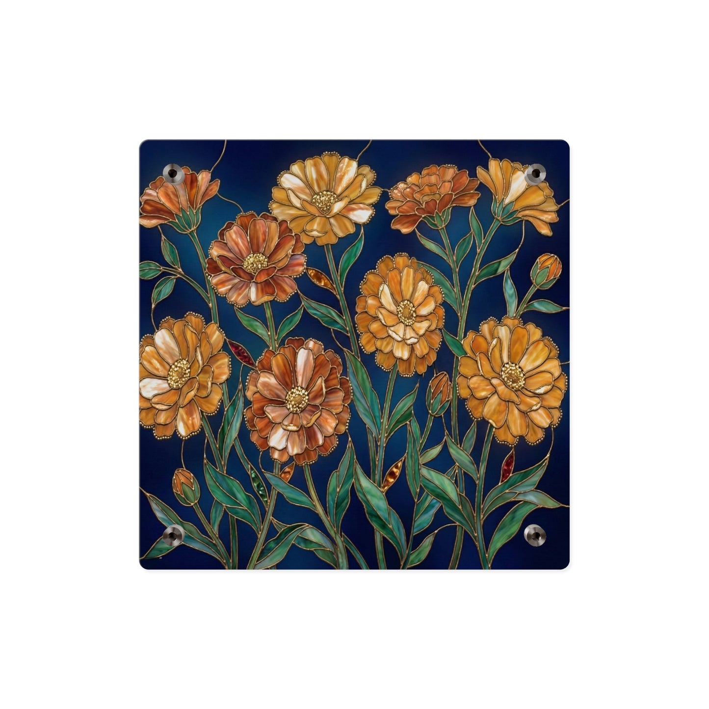 Marigold Bloom Acrylic Wall Art Panel — Botanical Floral Home Decor - 14608