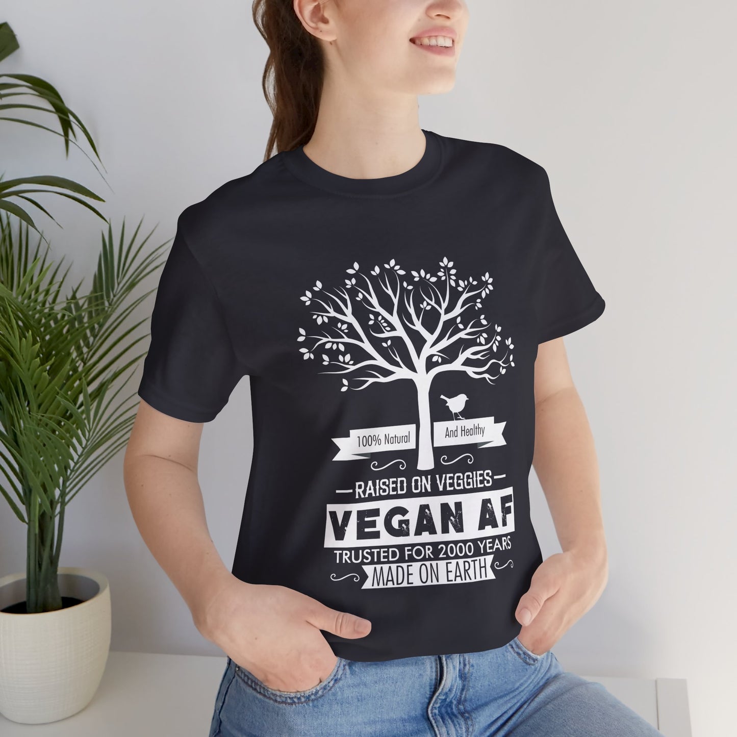 Vegan: 100% Natural And Healthy, Raised By Veggies - Unisex Jersey Short Sleeve Tee - 12396
