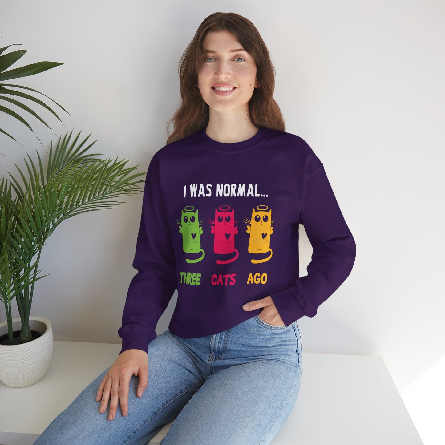 I Was Normal Three Cats Ago - Unisex Heavy Blend™ Crewneck Sweatshirt