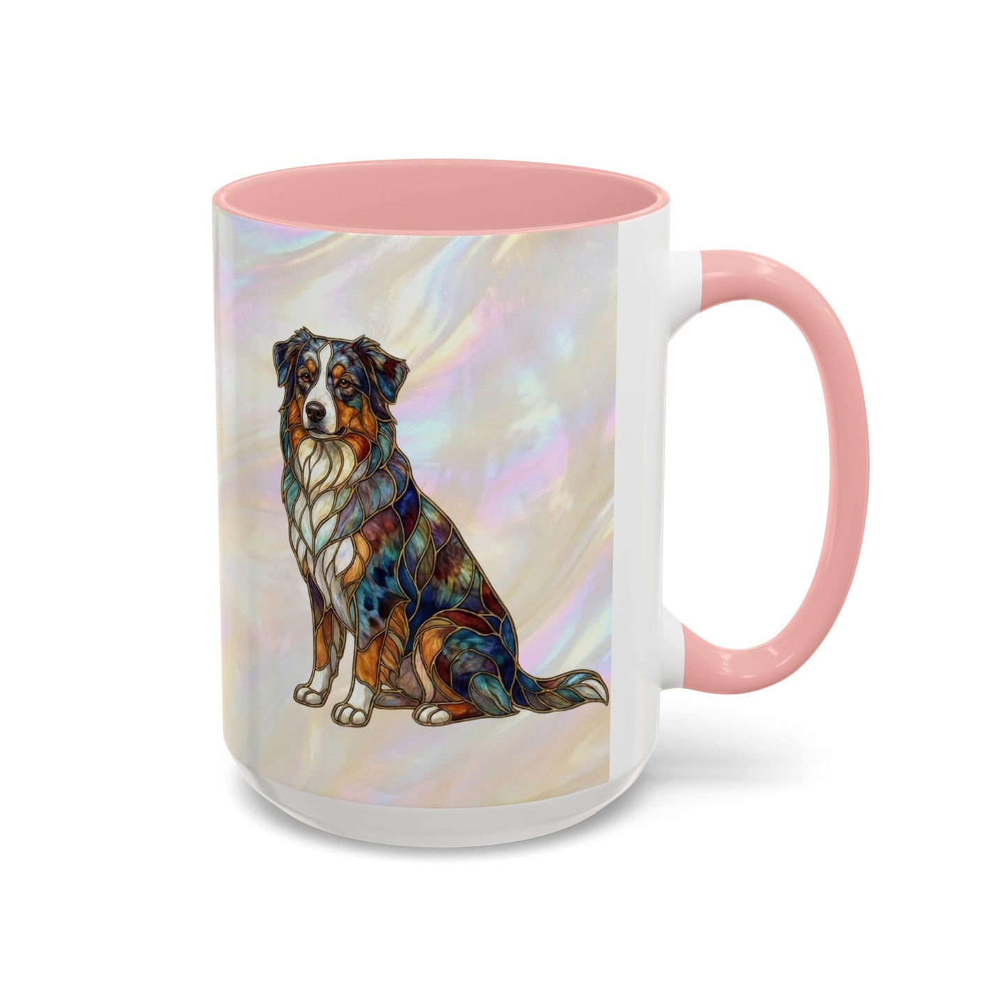 Australian Shepherd Accent Coffee Mug — Stained Glass Design (11/15oz) -14614