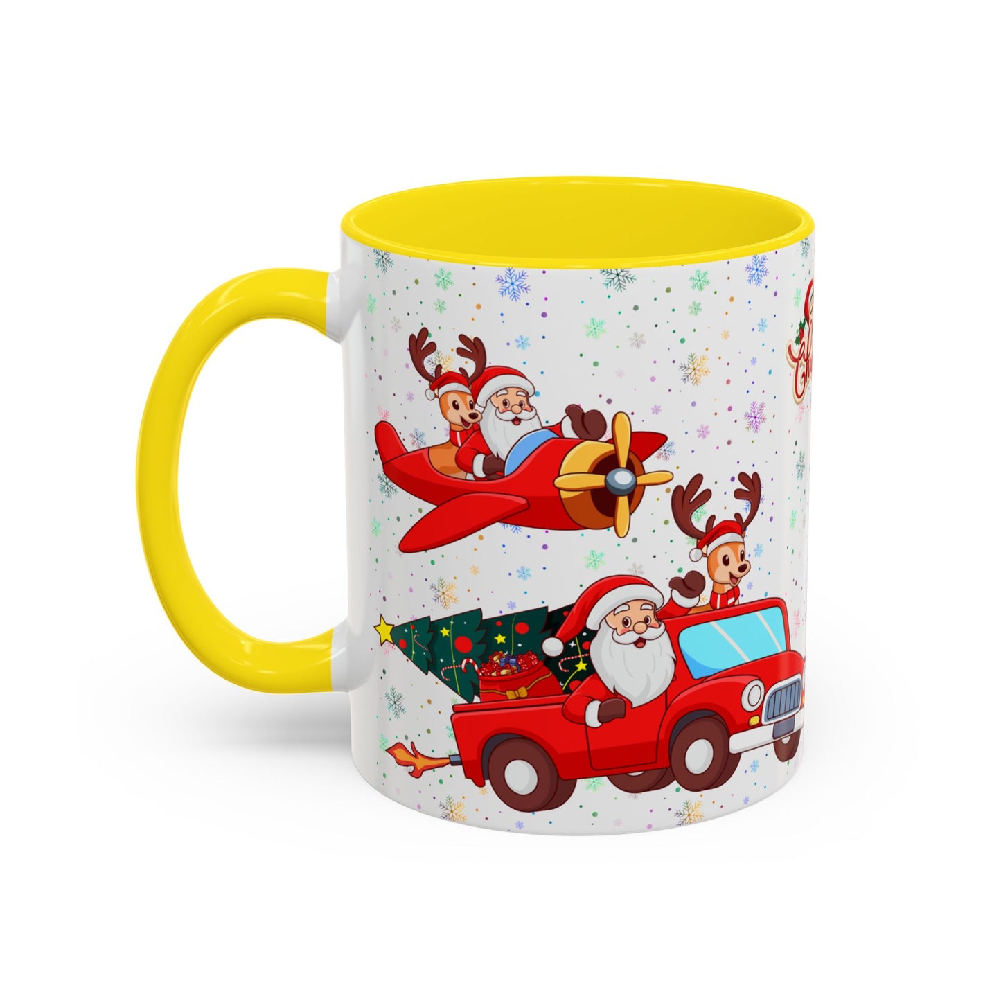 Christmas Party, Santa, Snowman, Reindeer - Accent Coffee Mug (11, 15oz) - 10426