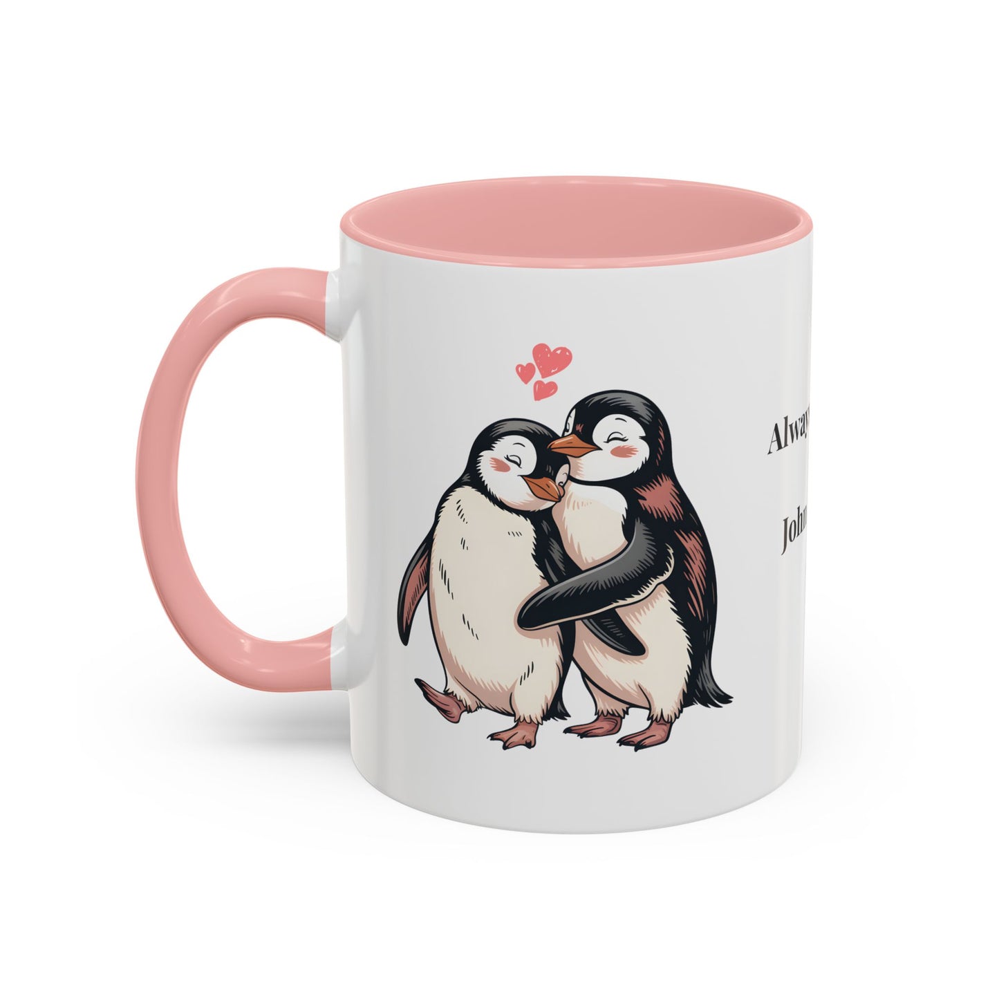 Always Together Personalized Coffee Mug — Penguin Couple with Custom Names & Established Date (11/15 oz) - 14744