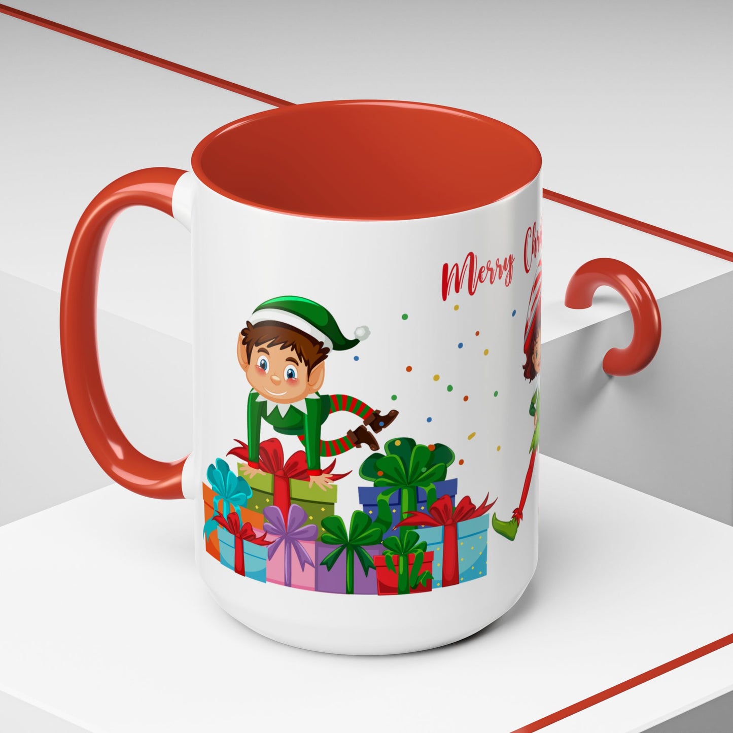 Elves, Merry Christmas - Accent Coffee Mug (11, 15oz) - 10360