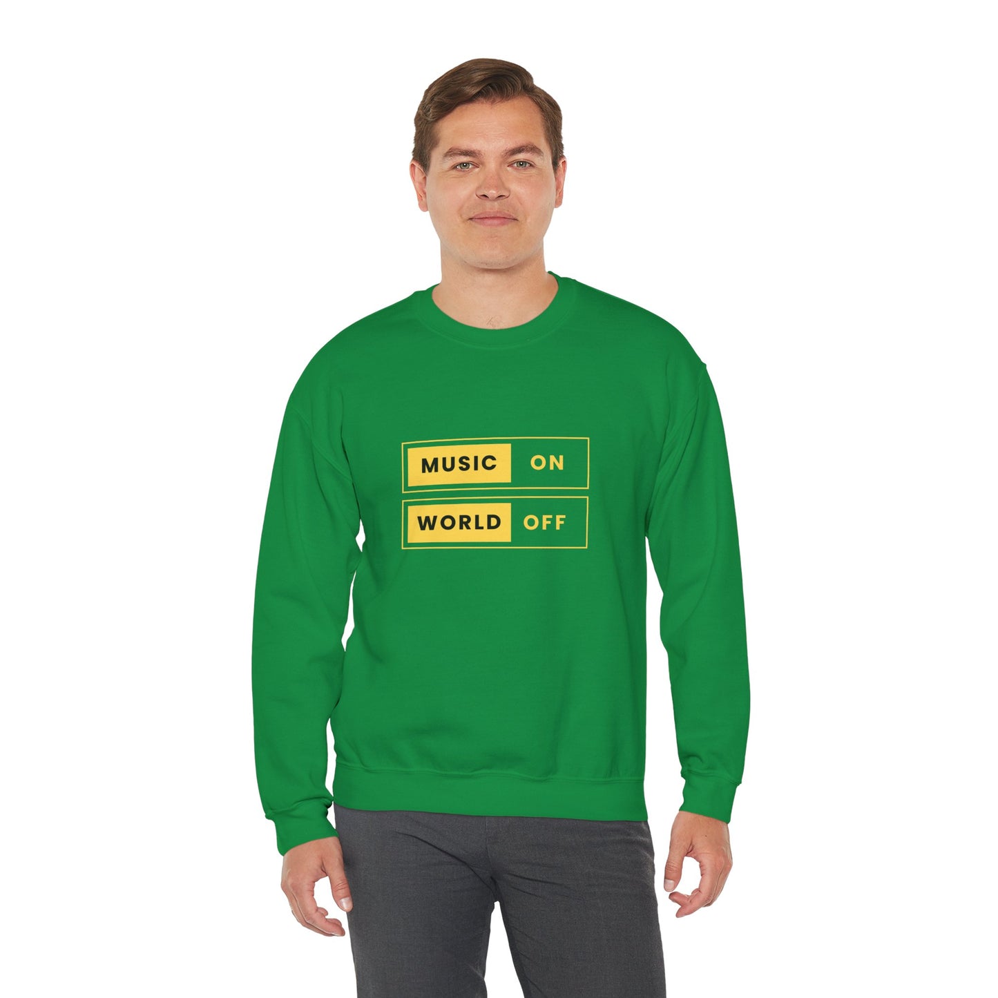 Music On, World Off - Unisex Heavy Blend™ Crewneck Sweatshirt - 10603