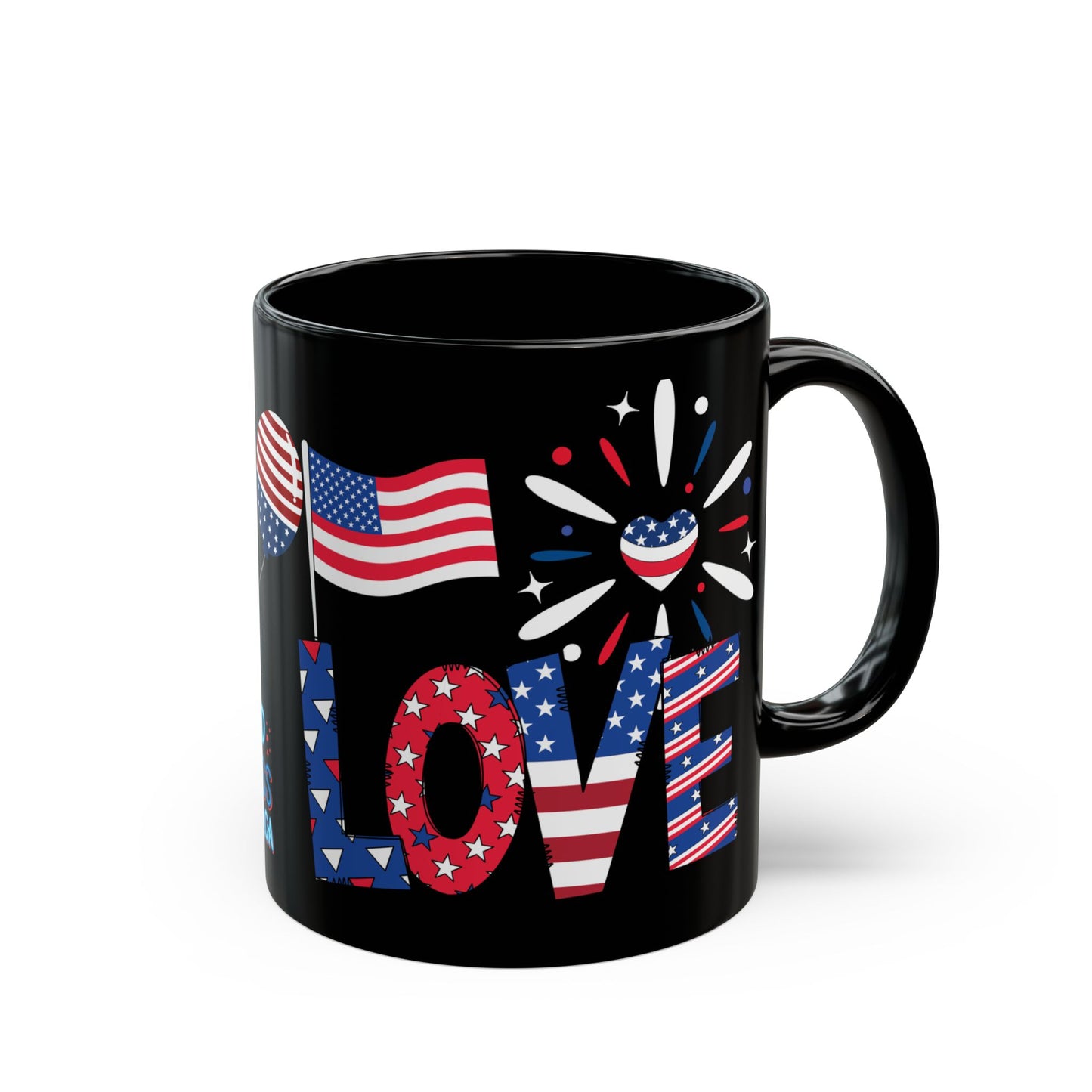 July 4, Patriotic Eagle - Black Mug (11oz, 15oz) - 10577