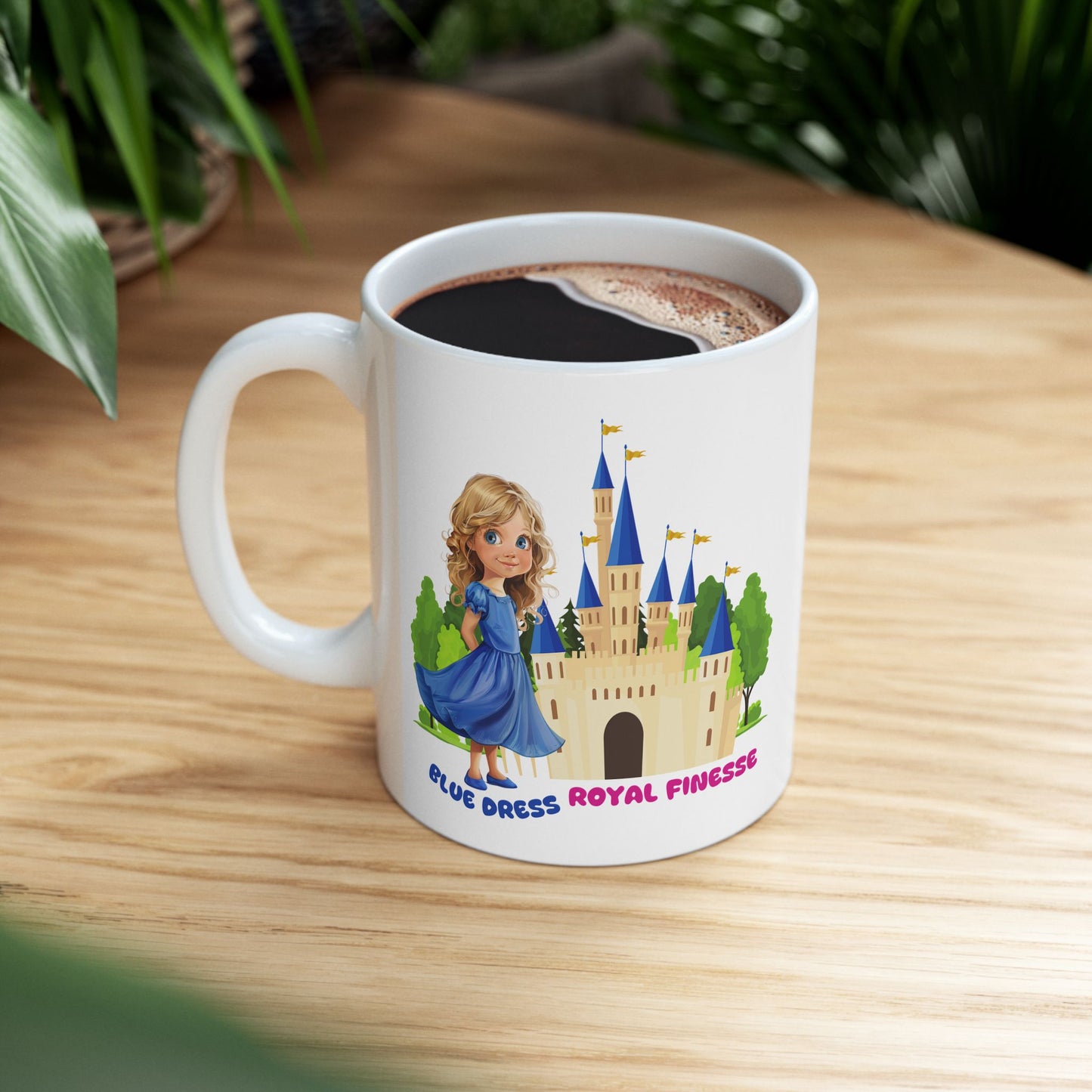 Blue Dress Princess, Royal Finesse, Customizable - Ceramic Mug, (11oz, 15oz)