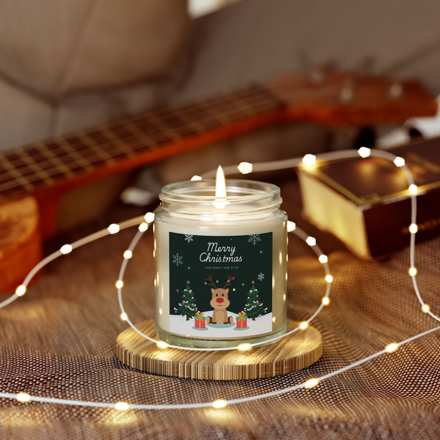 Merry Christmas, Happy New Year - Scented Candles, Coconut Apricot Wax (4oz, 9oz)