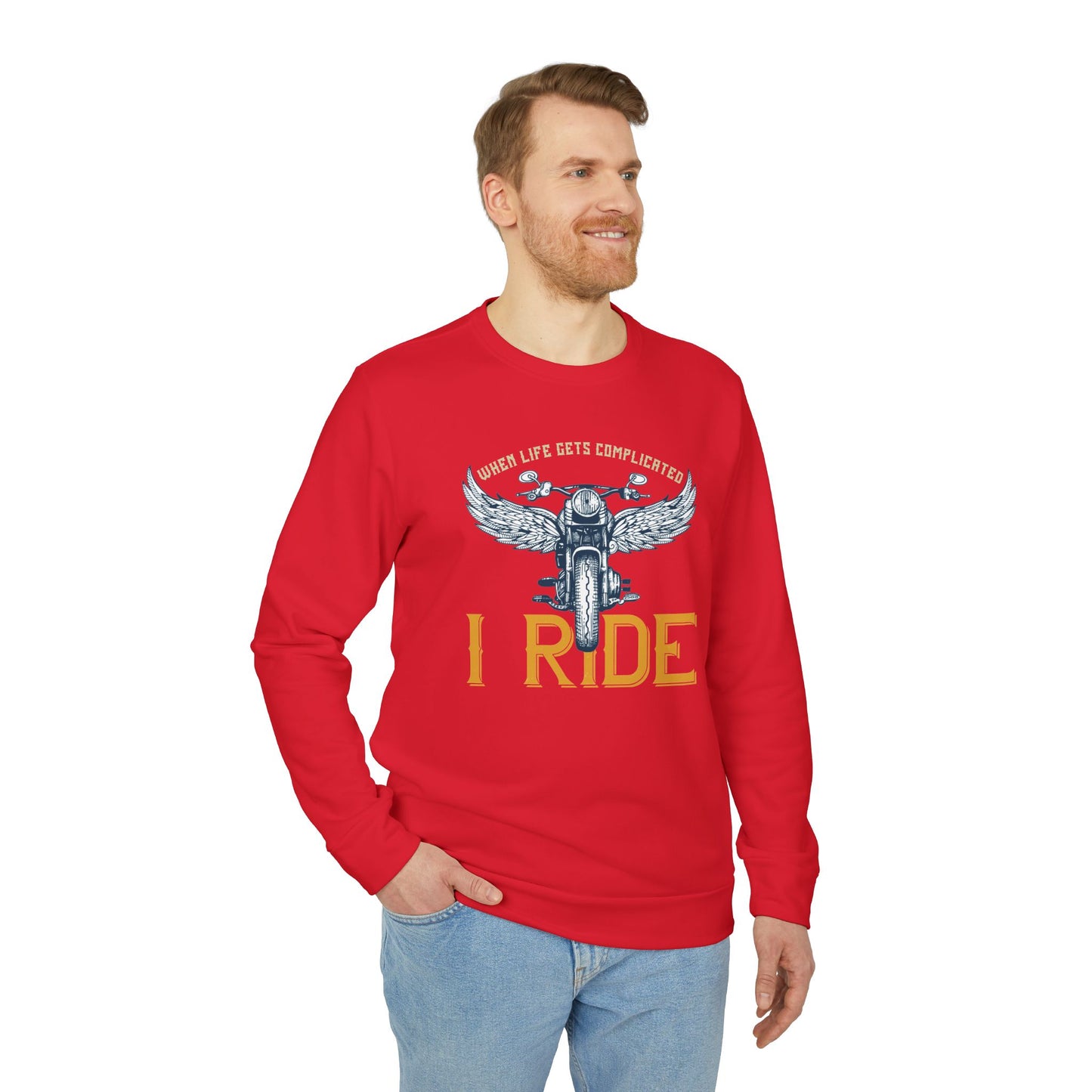 When Life Gets Complicated, I Ride - adidas Unisex Fleece Crewneck Sweatshirt - 14098