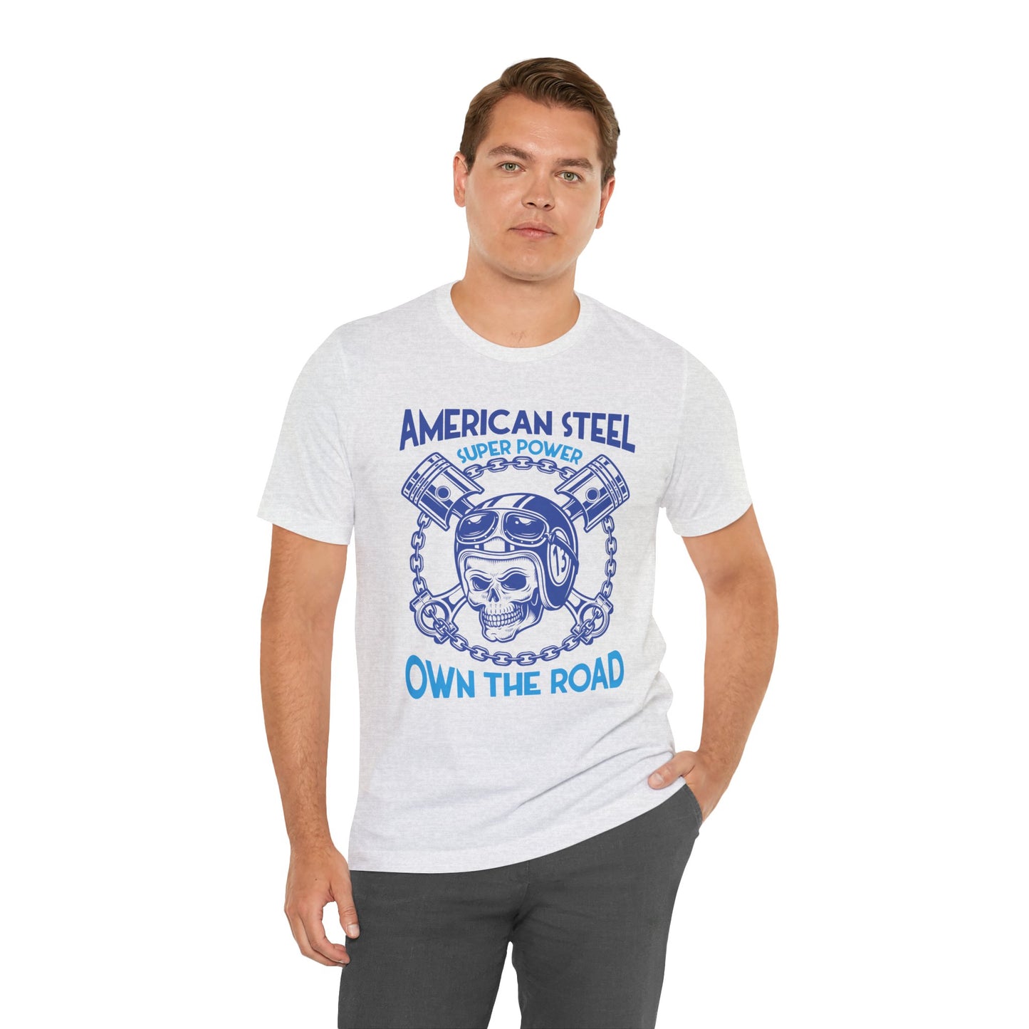 American Steel, Super Power On The Road - Unisex Jersey Short Sleeve Tee - 13557