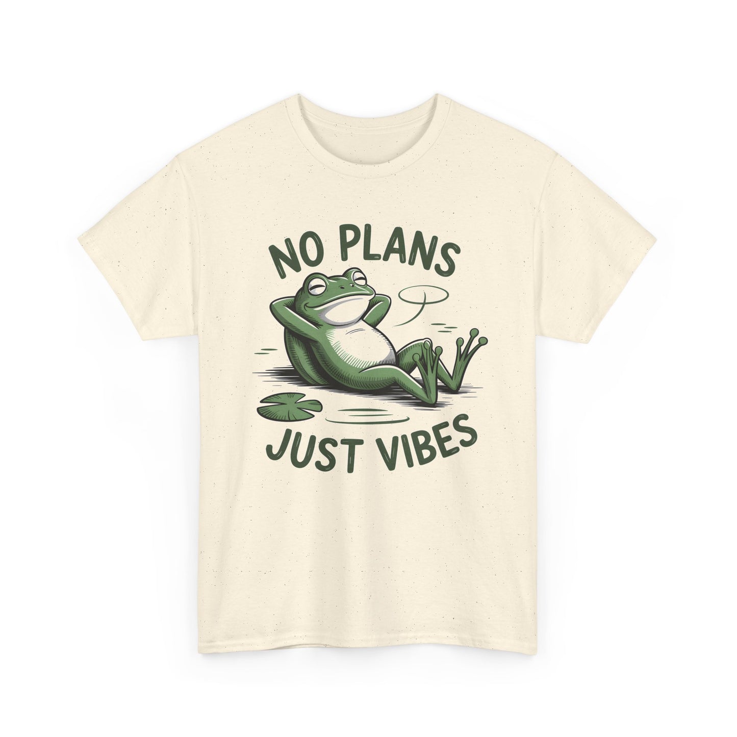 Funny Frog T-Shirt – “No Plans Just Vibes” Relaxed Graphic Tee - 14857