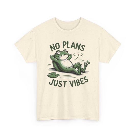 Funny Frog T-Shirt – “No Plans Just Vibes” Relaxed Graphic Tee - 14857
