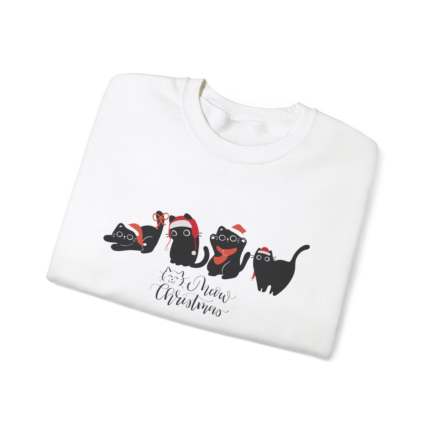 Black Cats, Meow Christmas - Unisex Heavy Blend™ Crewneck Sweatshirt - 10044