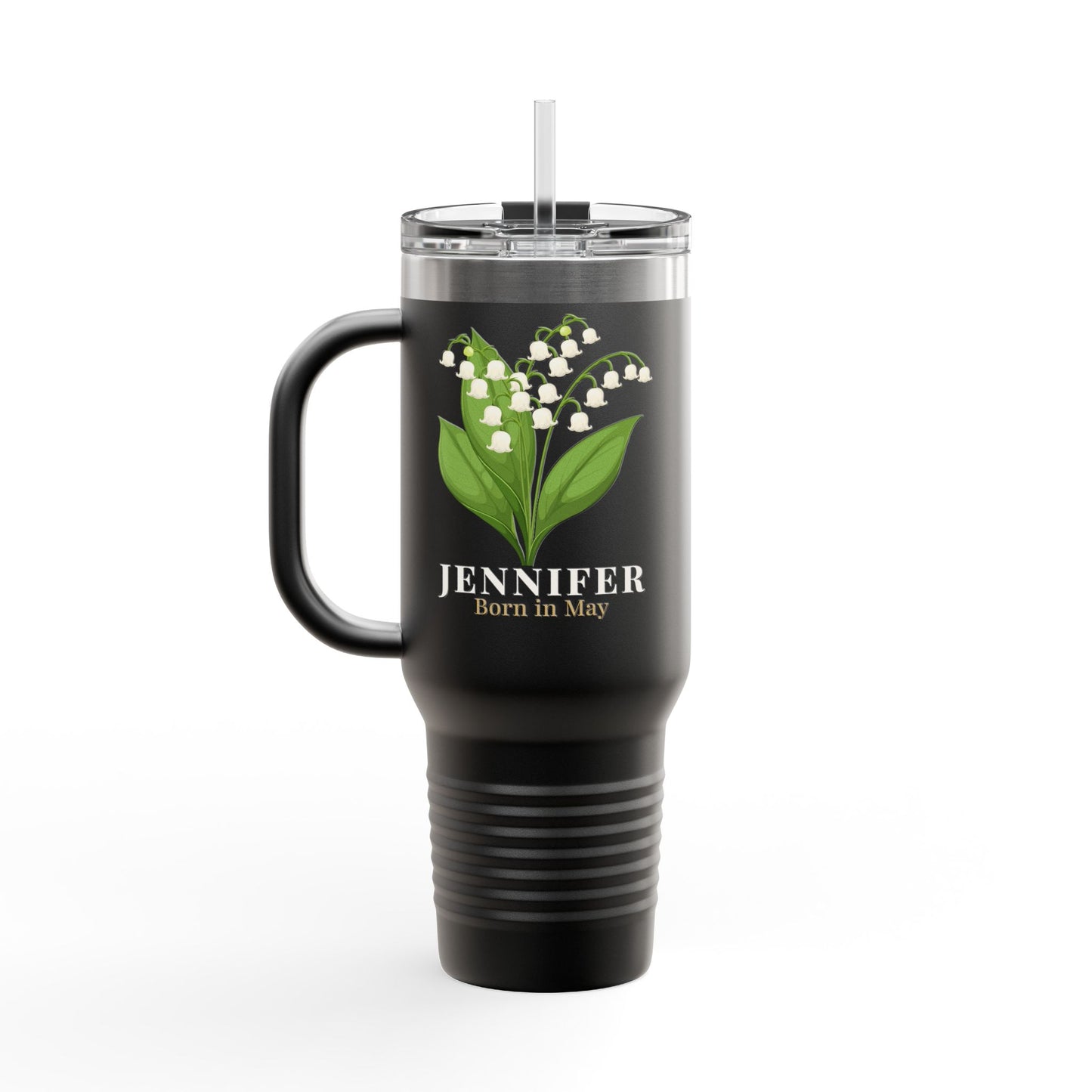Personalized Lily of the Valley 40oz Tumbler | Custom Name Insulated Travel Mug - 14897