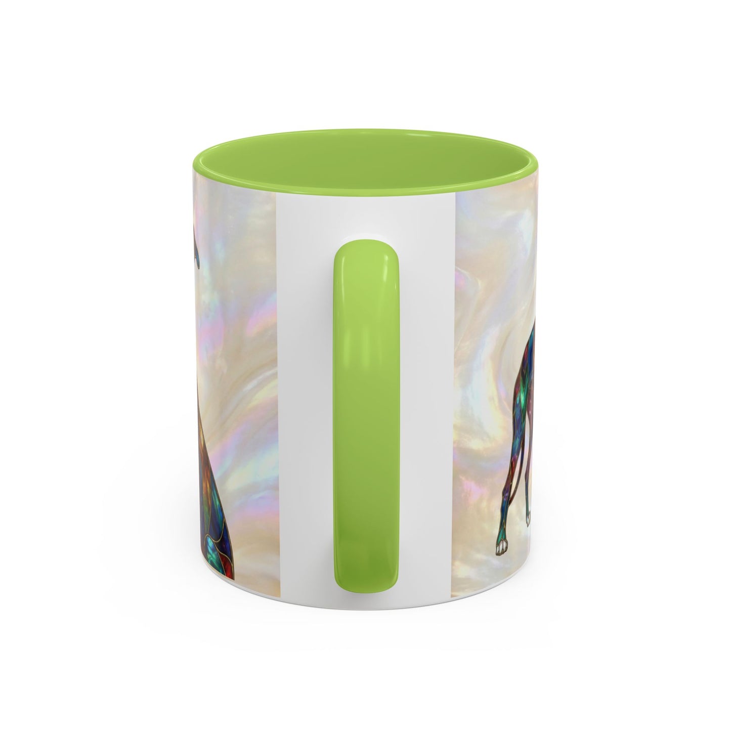 Personalized Greyhound Coffee Mug – Stained Glass Dog Accent Mug (Name Customizable)  - 14523