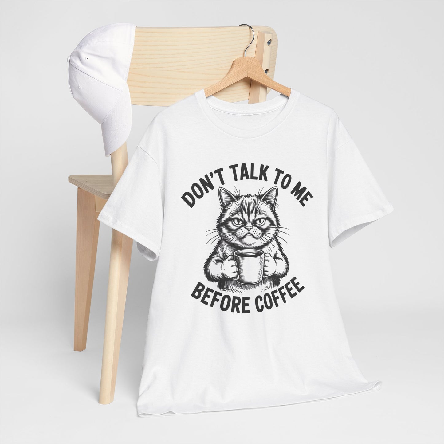 Funny Cat Coffee T-Shirt – “Don’t Talk To Me Before Coffee” Graphic Tee | Cute Grumpy Cat Shirt Gift - 14842