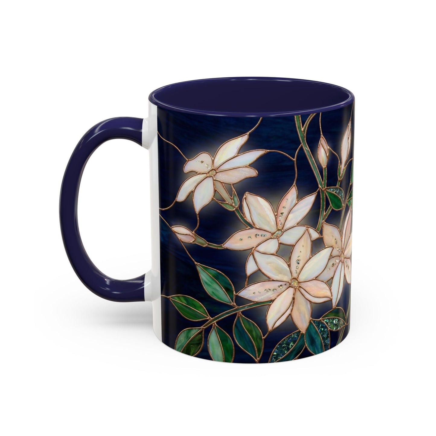Jasmine Floral Accent Coffee Mug —  Stained Glass Design (11/15oz) - 14573
