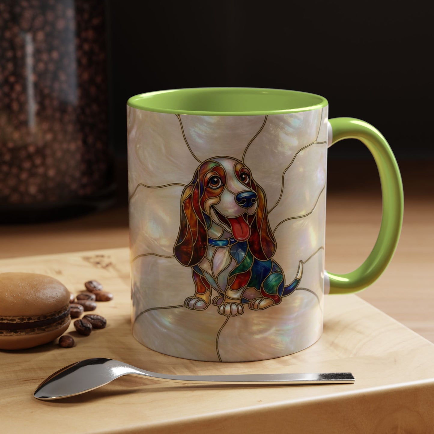 Basset Hound Stained Glass Accent Coffee Mug (11/15oz) - 14520