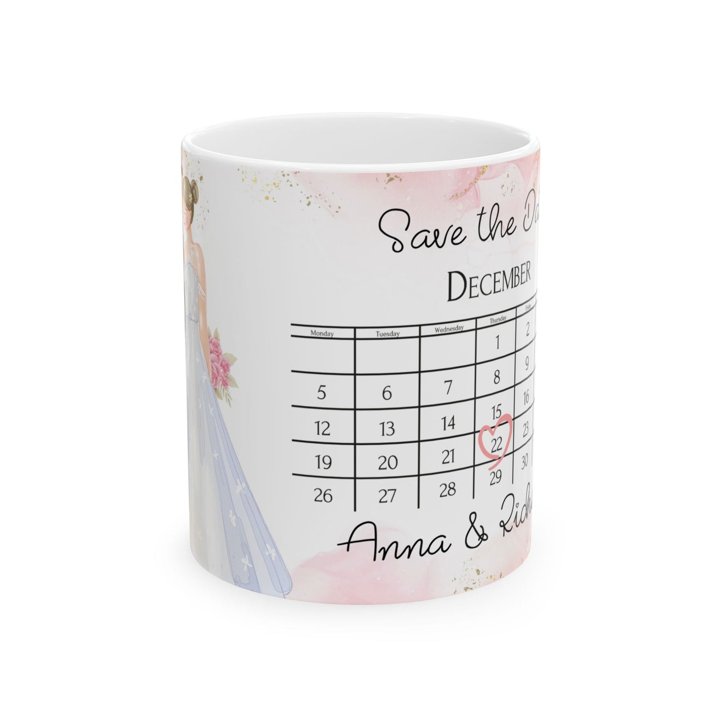 Wedding, Save the Date, Customizable  - Ceramic Mug, (11oz, 15oz) - 10922