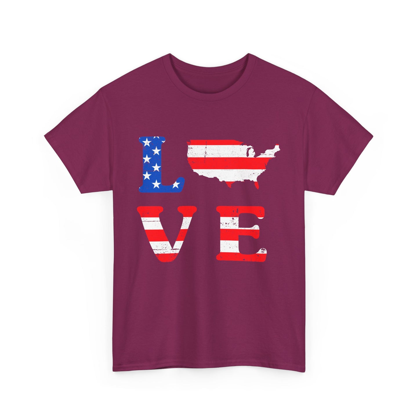 Patriotic Love Tee | Unisex Heavy Cotton T-Shirt, USA Love Shirt, 4th of July Gift, Casual Wear, Independence Day Apparel - 13696