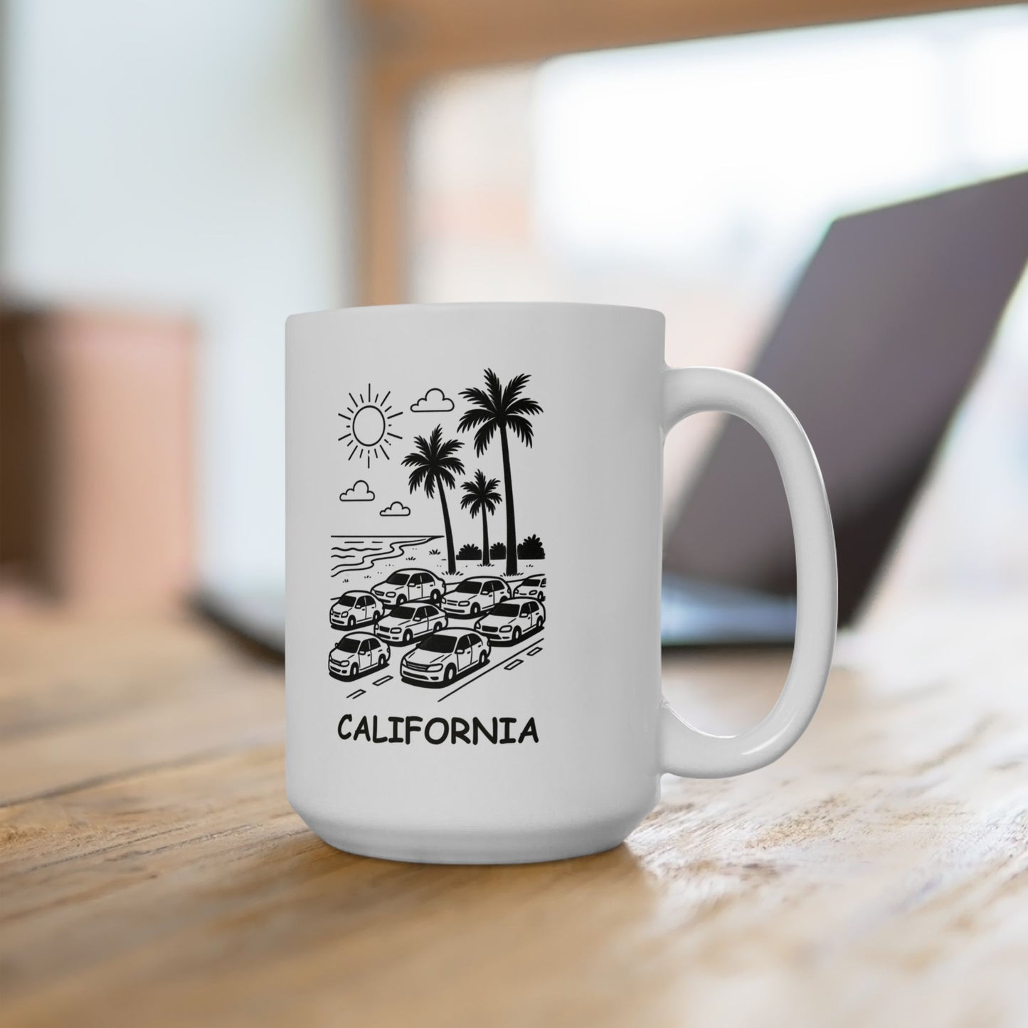 "Sun, sand, and the occasional traffic jam." Ceramic Mug – 12709