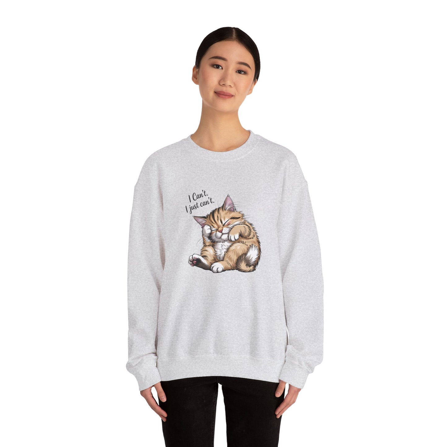 I Can’t, I Just Can’t Cat Sweatshirt – Cute Lazy Cat Crewneck, Funny Gift for Cat Lovers - 14788